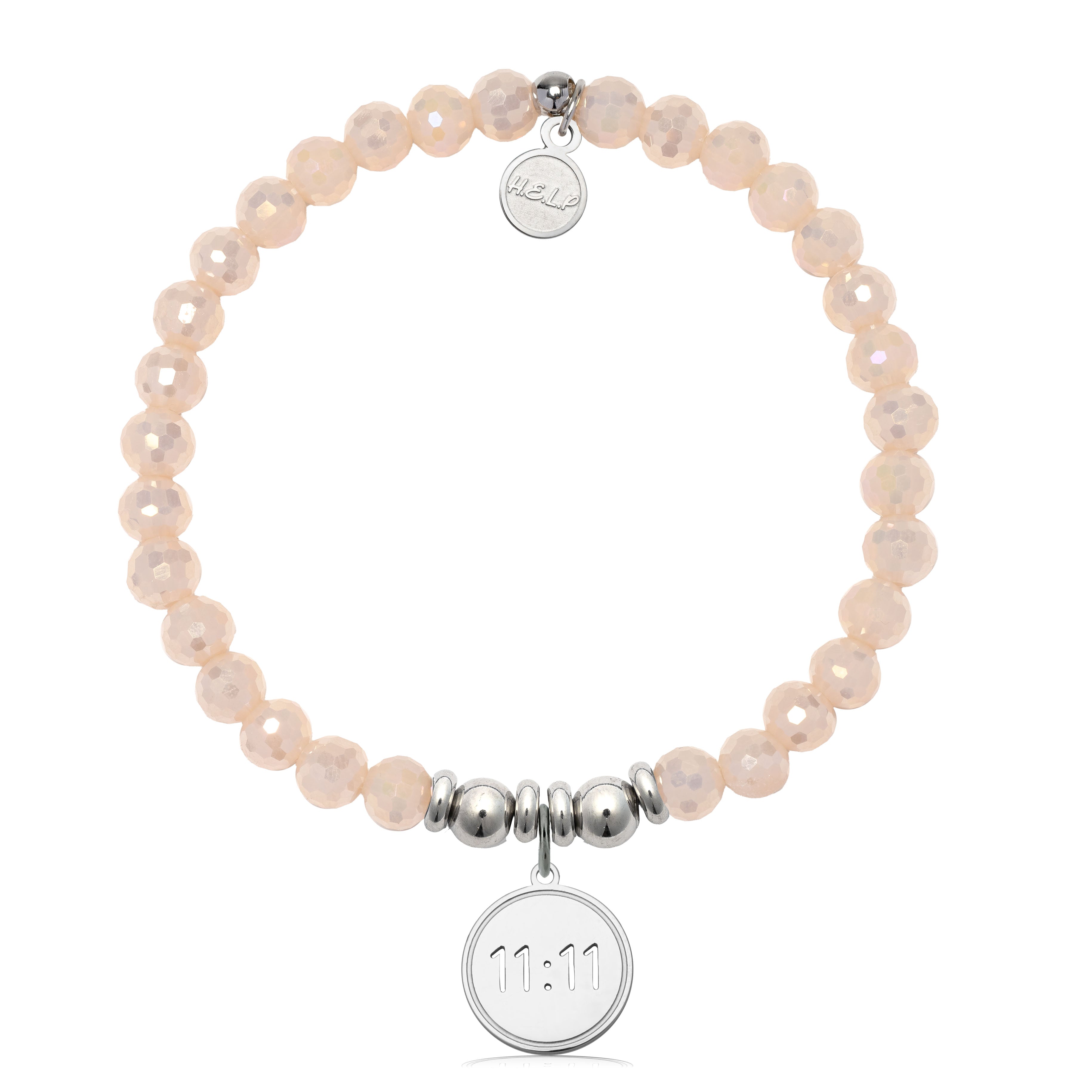 HELP by TJ 11:11 Charm with Beige Crystal Charity Bracelet