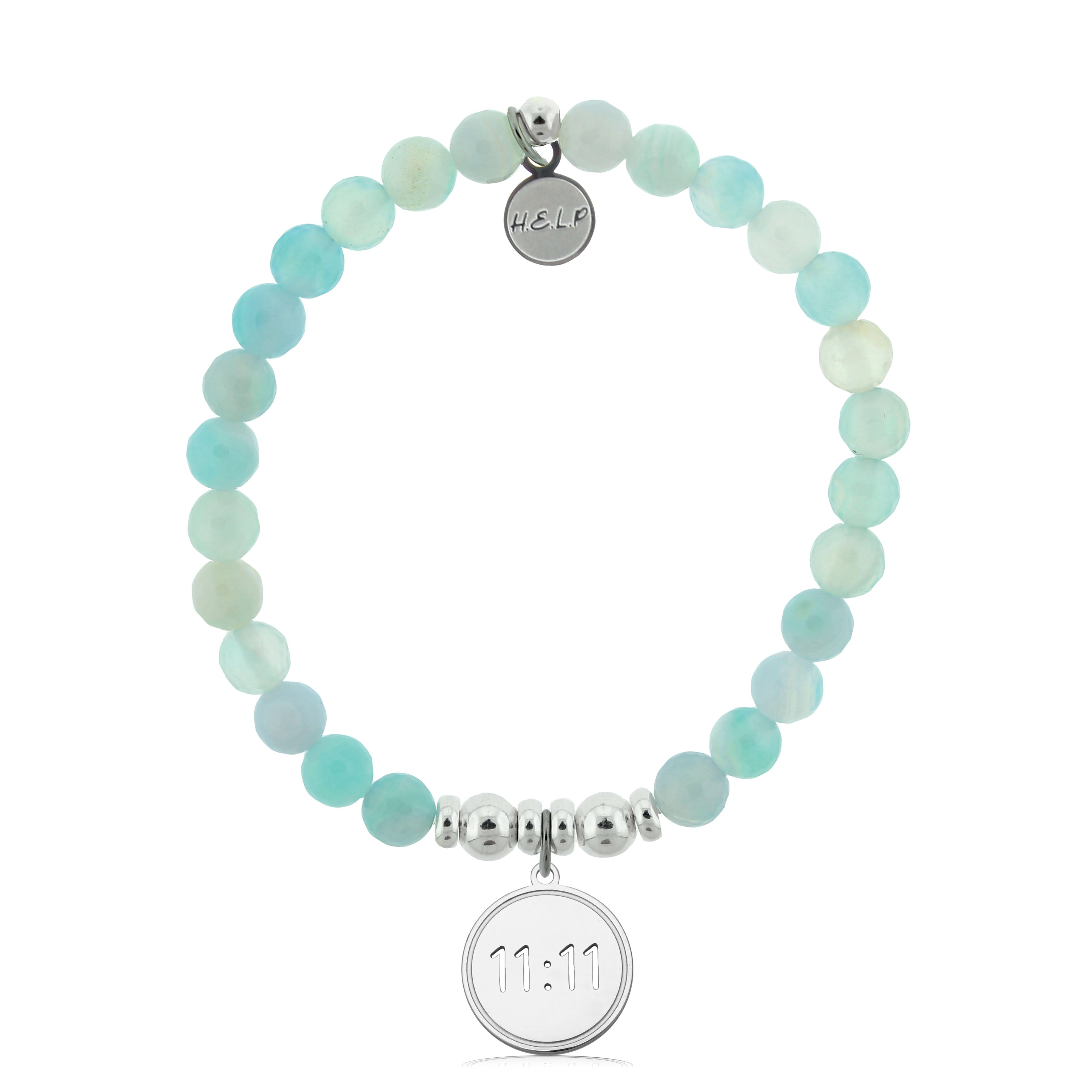 HELP by TJ 11:11 Charm with Light Blue Agate Charity Bracelet