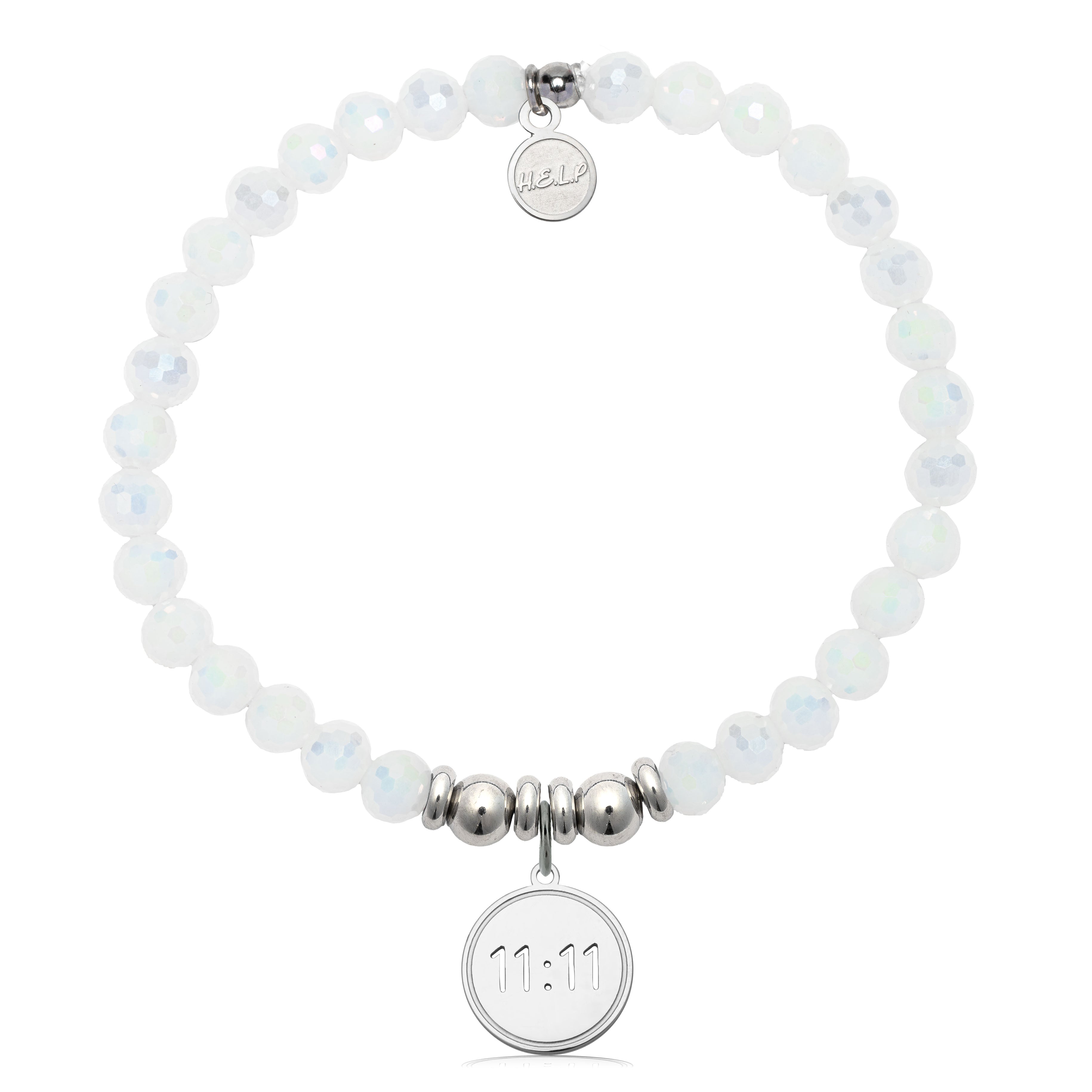 HELP by TJ 11:11 Charm with White Crystal Charity Bracelet