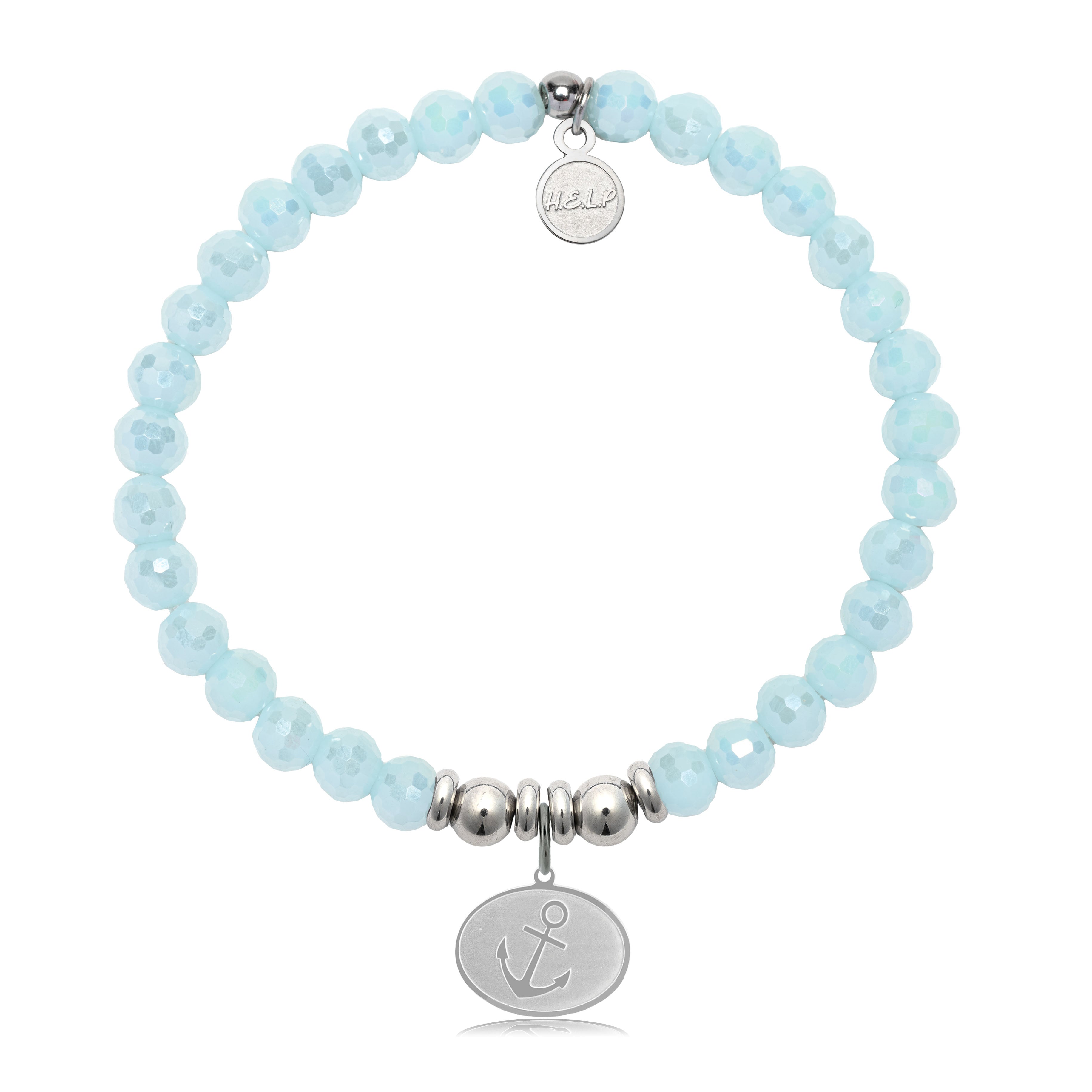 HELP by TJ Anchor Charm with Aqua Crystal Charity Bracelet