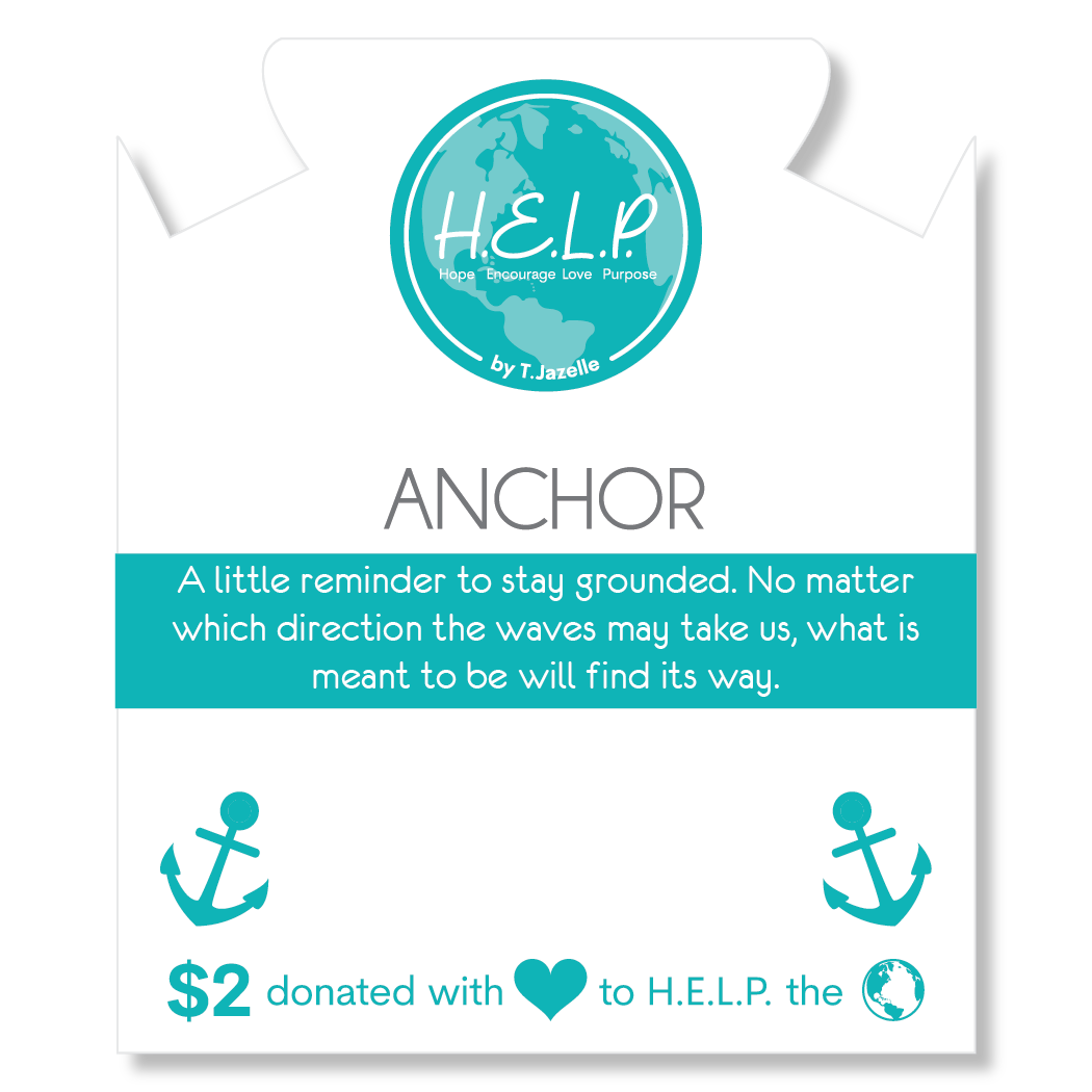 HELP by TJ Anchor Charm with Aqua Crystal Charity Bracelet