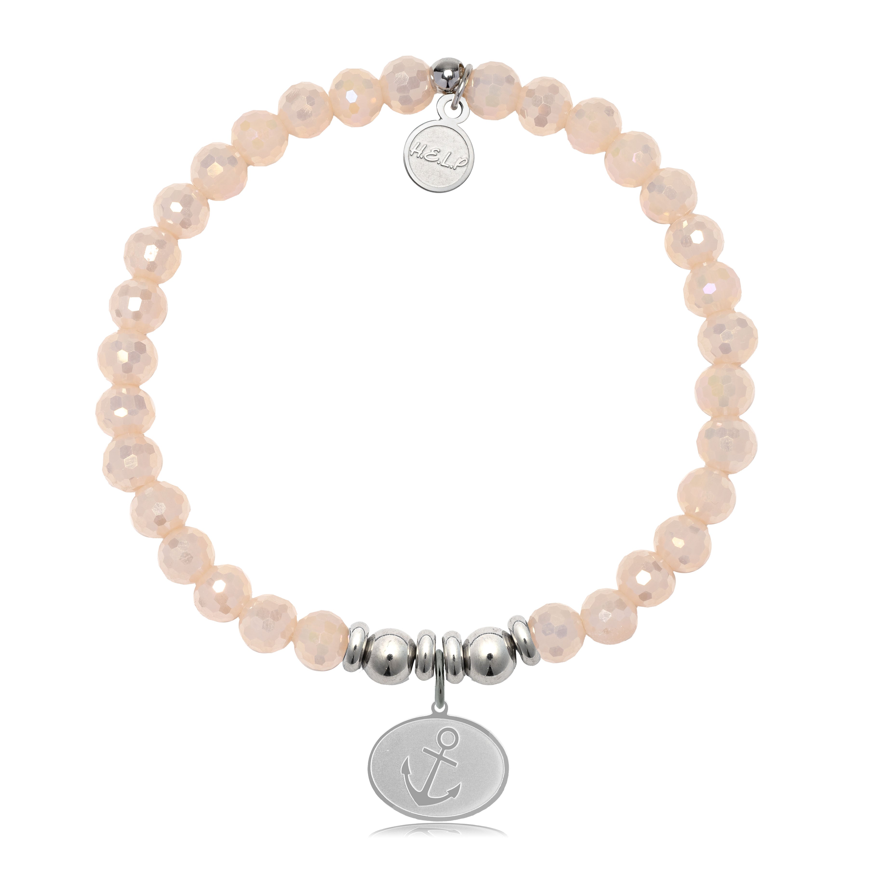 HELP by TJ Anchor Charm with Beige Crystal Charity Bracelet