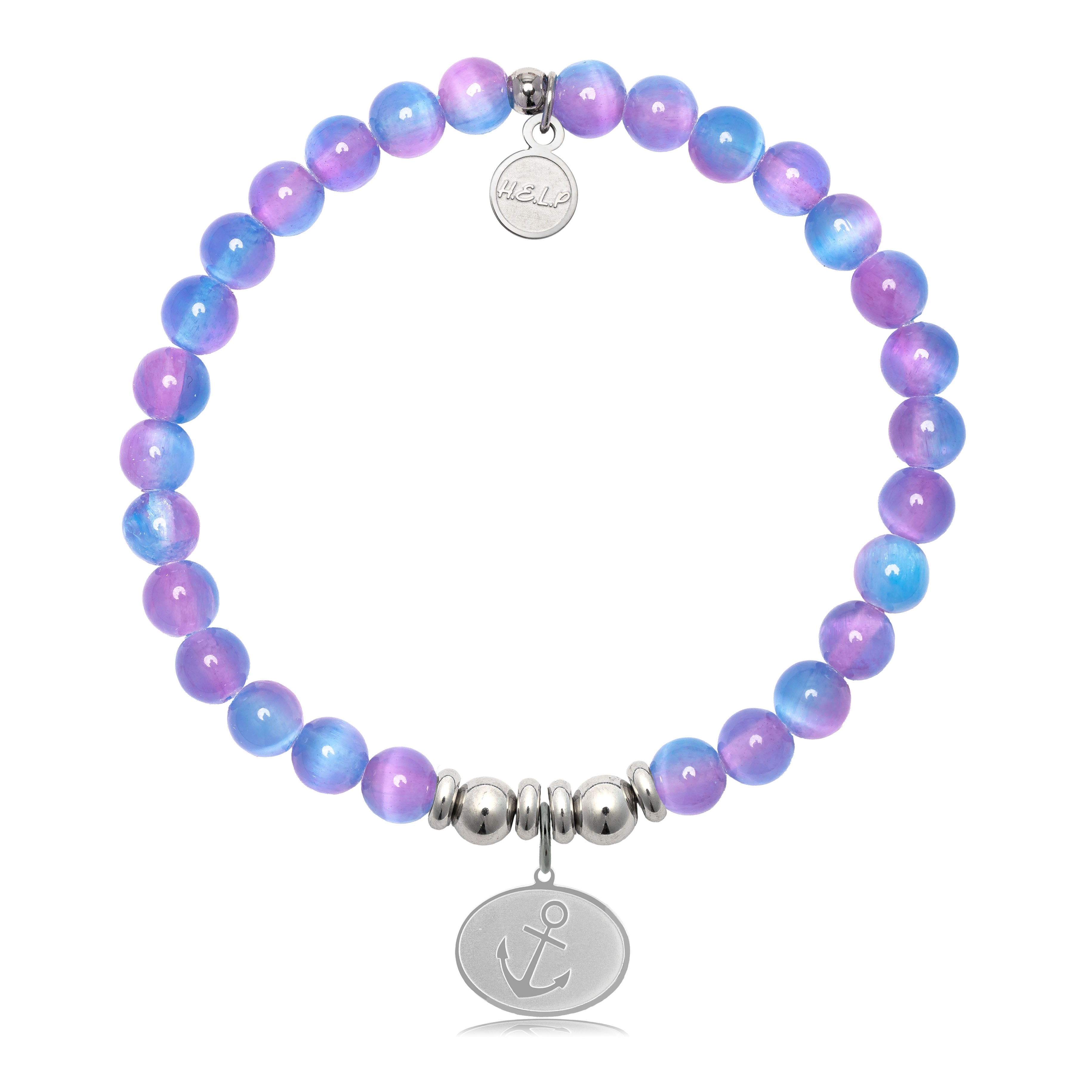 HELP by TJ Anchor Charm with Periwinkle Selenite Charity Bracelet