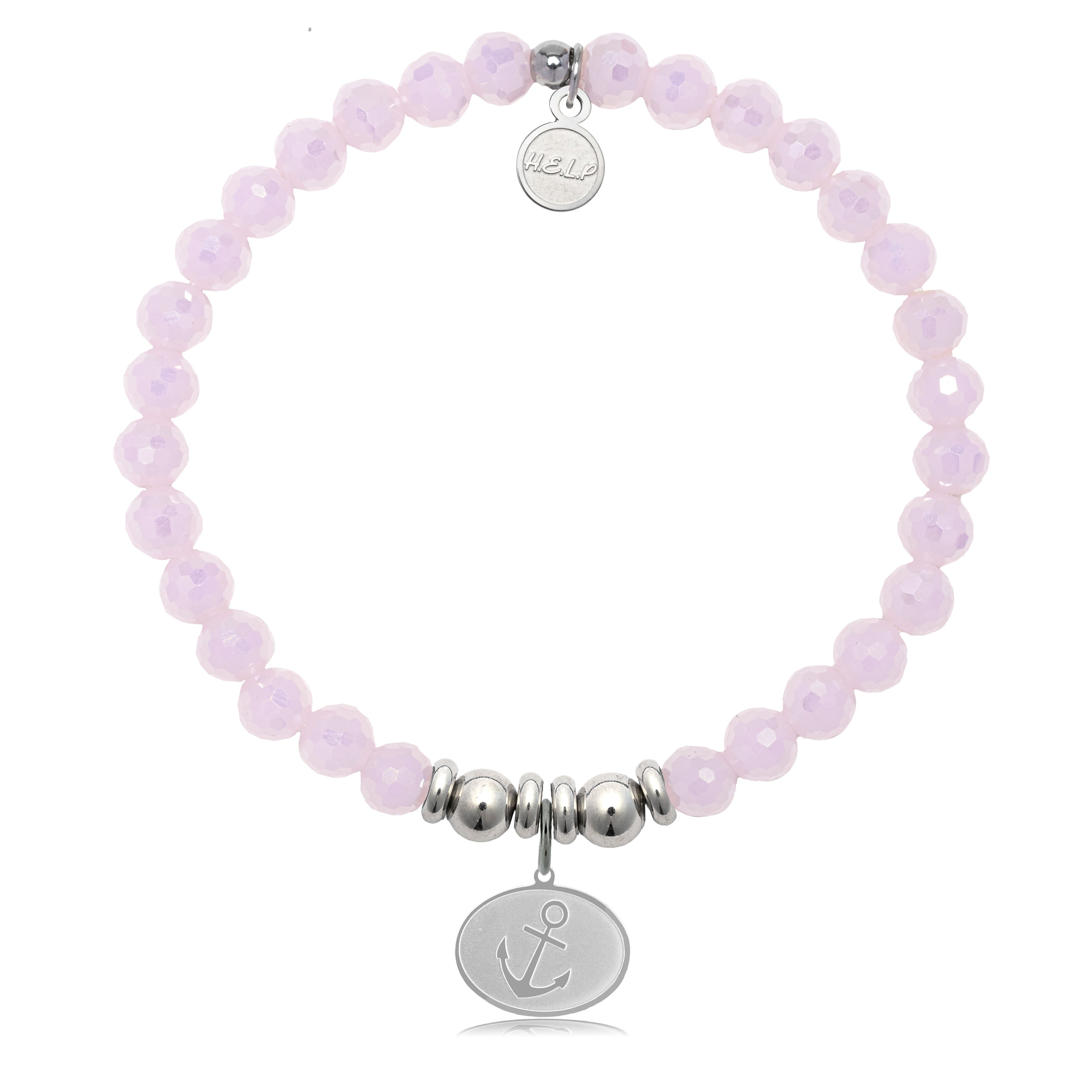 HELP by TJ Anchor Charm with Pink Crystal Charity Bracelet