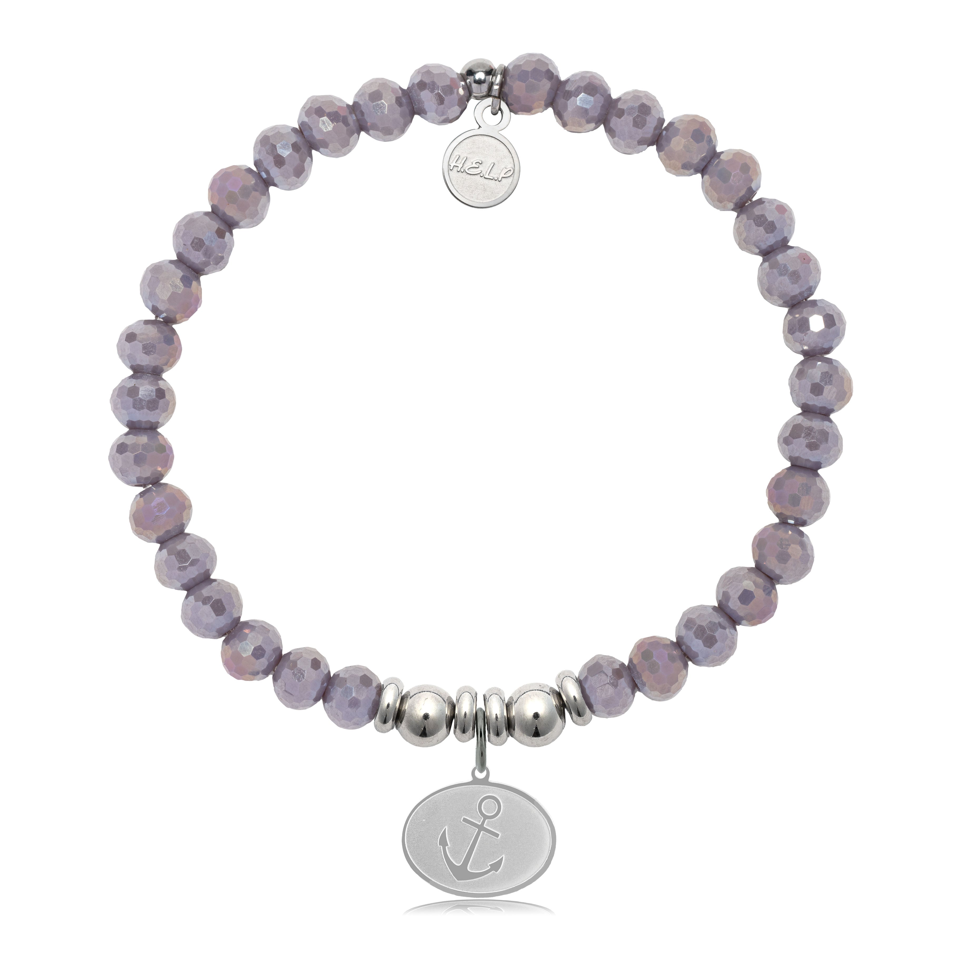 HELP by TJ Anchor Charm with Purple Crystal Charity Bracelet