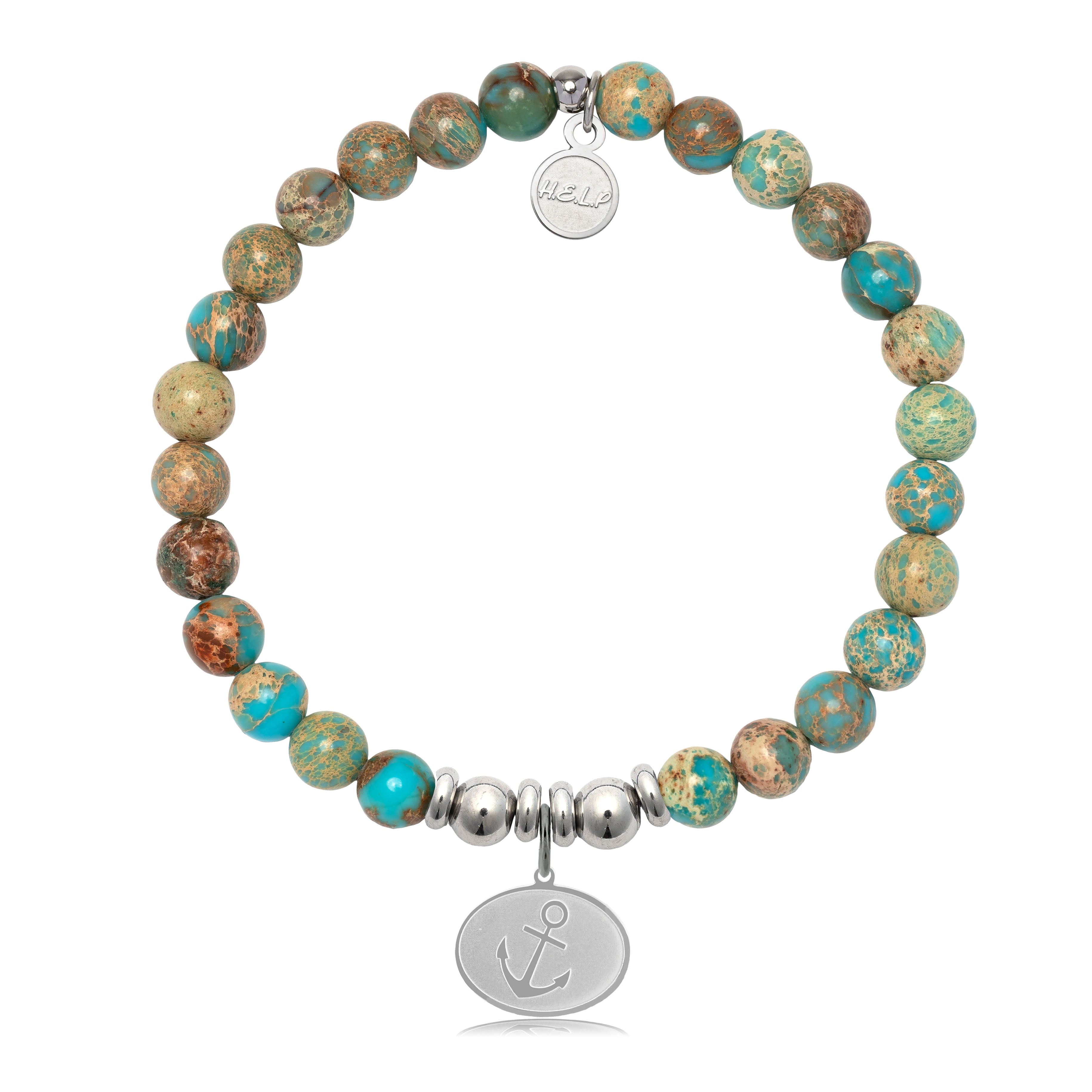 HELP by TJ Anchor Charm with Turquoise Jasper Charity Bracelet