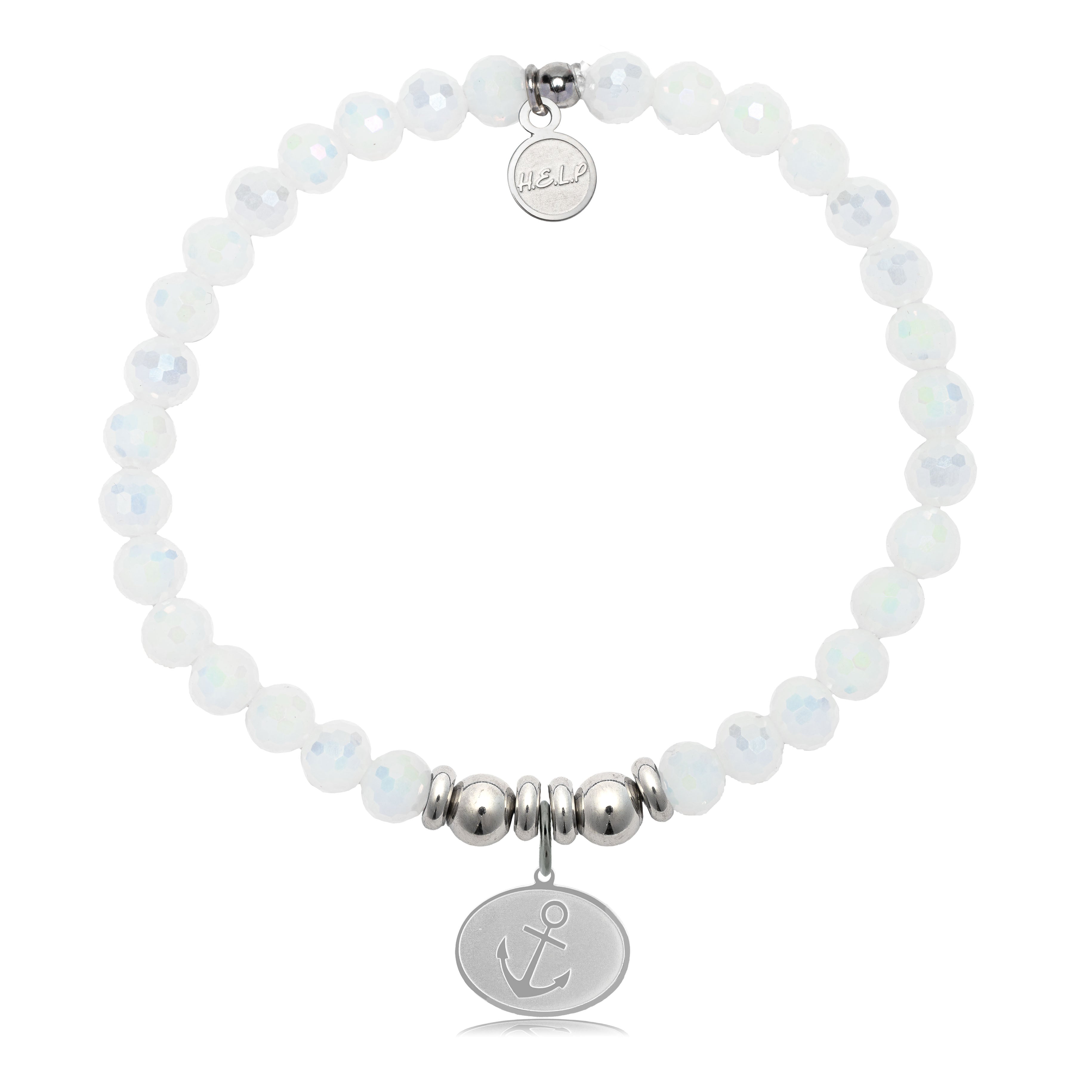 HELP by TJ Anchor Charm with White Crystal Charity Bracelet