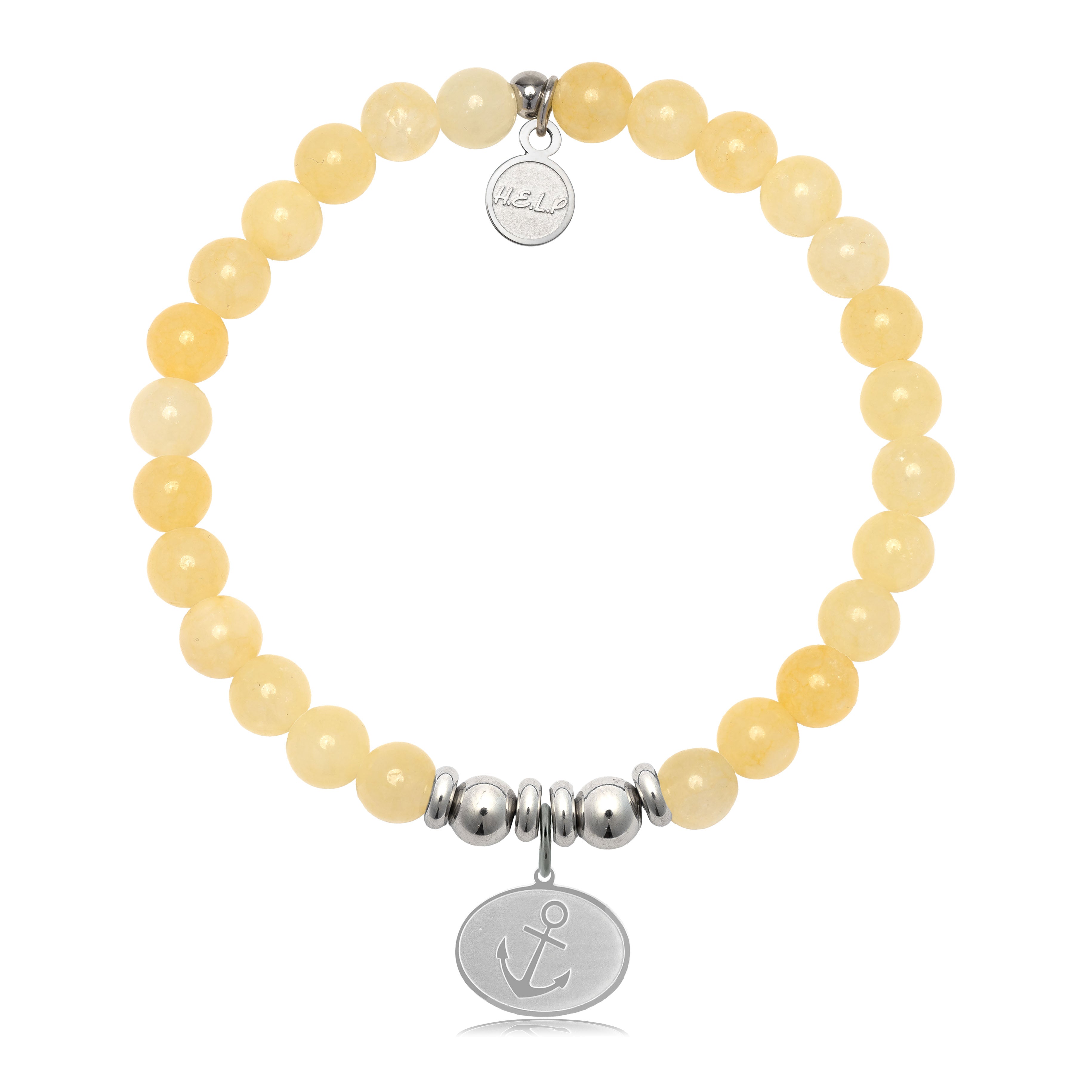 HELP by TJ Anchor Charm with Yellow Jade Charity Bracelet