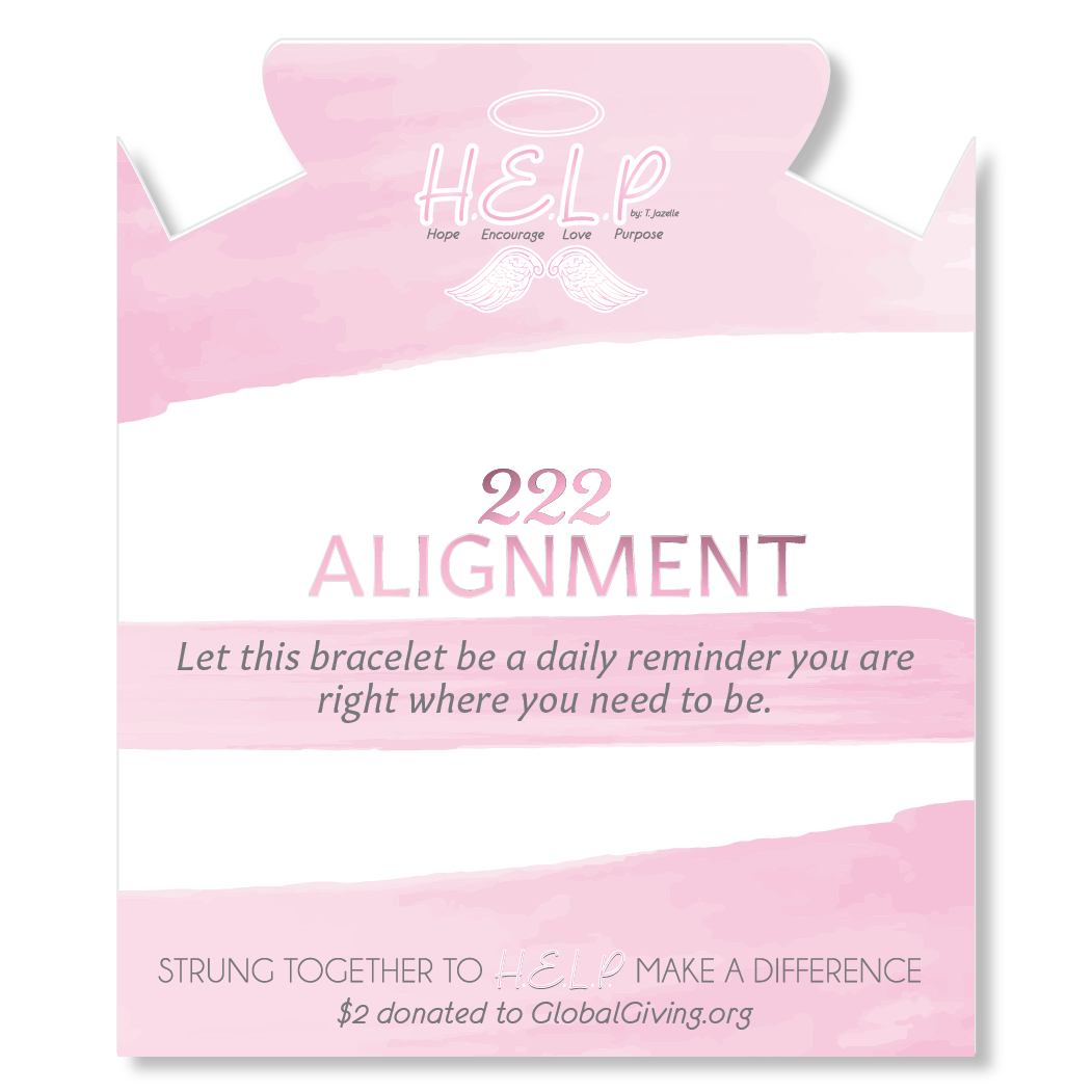 HELP by TJ Angel Number 222 Alignment Charm with Aqua Cats Eye Charity Bracelet