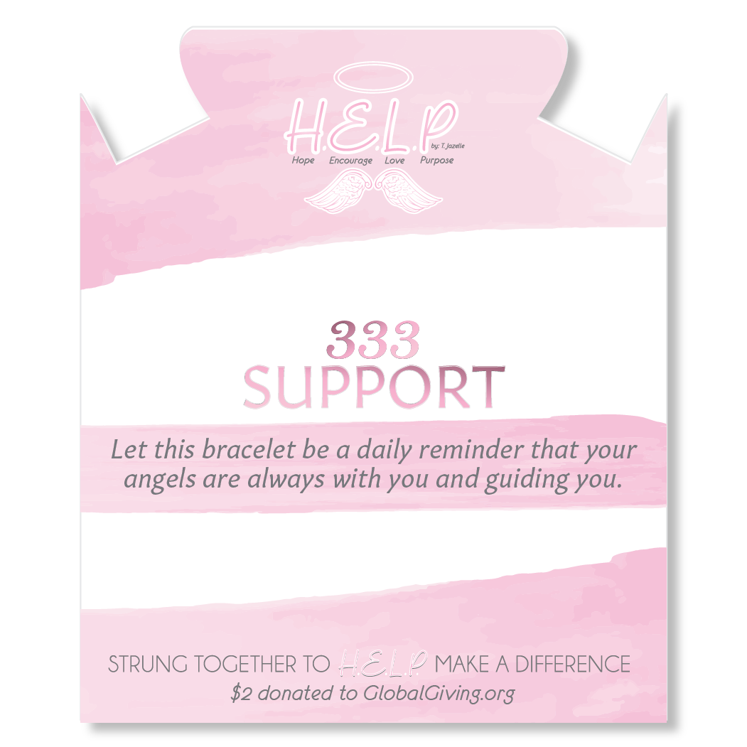 HELP by TJ Angel Number 333 Support Charm with Pink Cats Eye Charity Bracelet