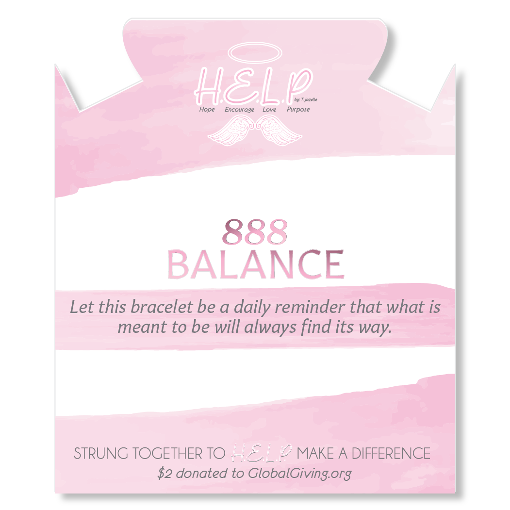 HELP by TJ Angel Number 888 Balance Charm with Pink Cats Eye Charity Bracelet