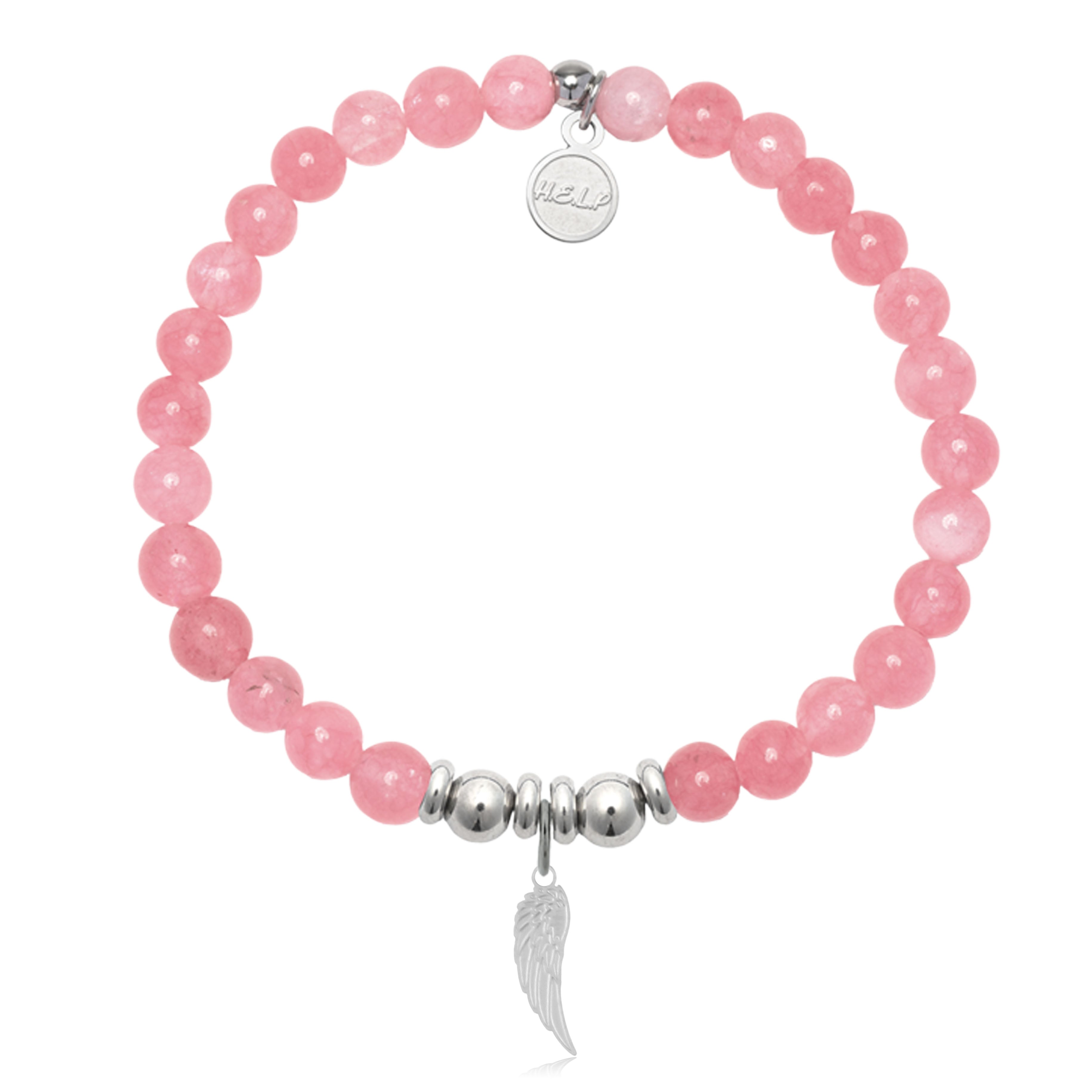 HELP by TJ Angel Wing Cutout Charm with Cherry Jade Charity Bracelet