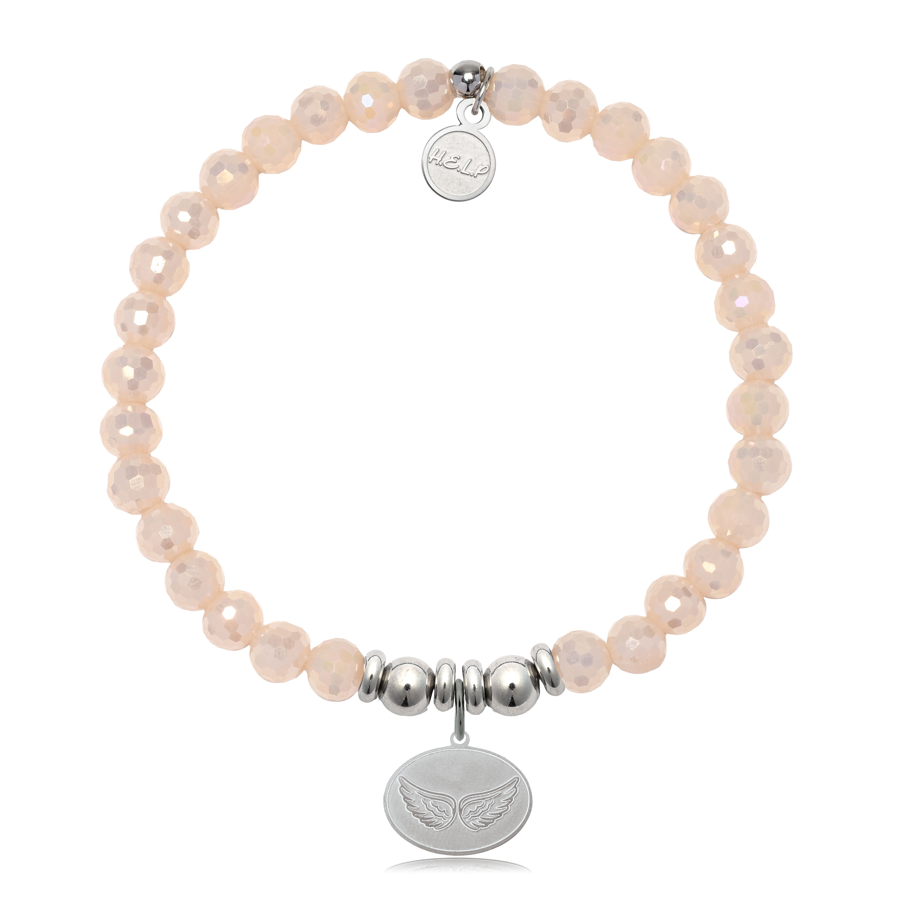 HELP by TJ Angel Wings Charm with Beige Crystal Charity Bracelet