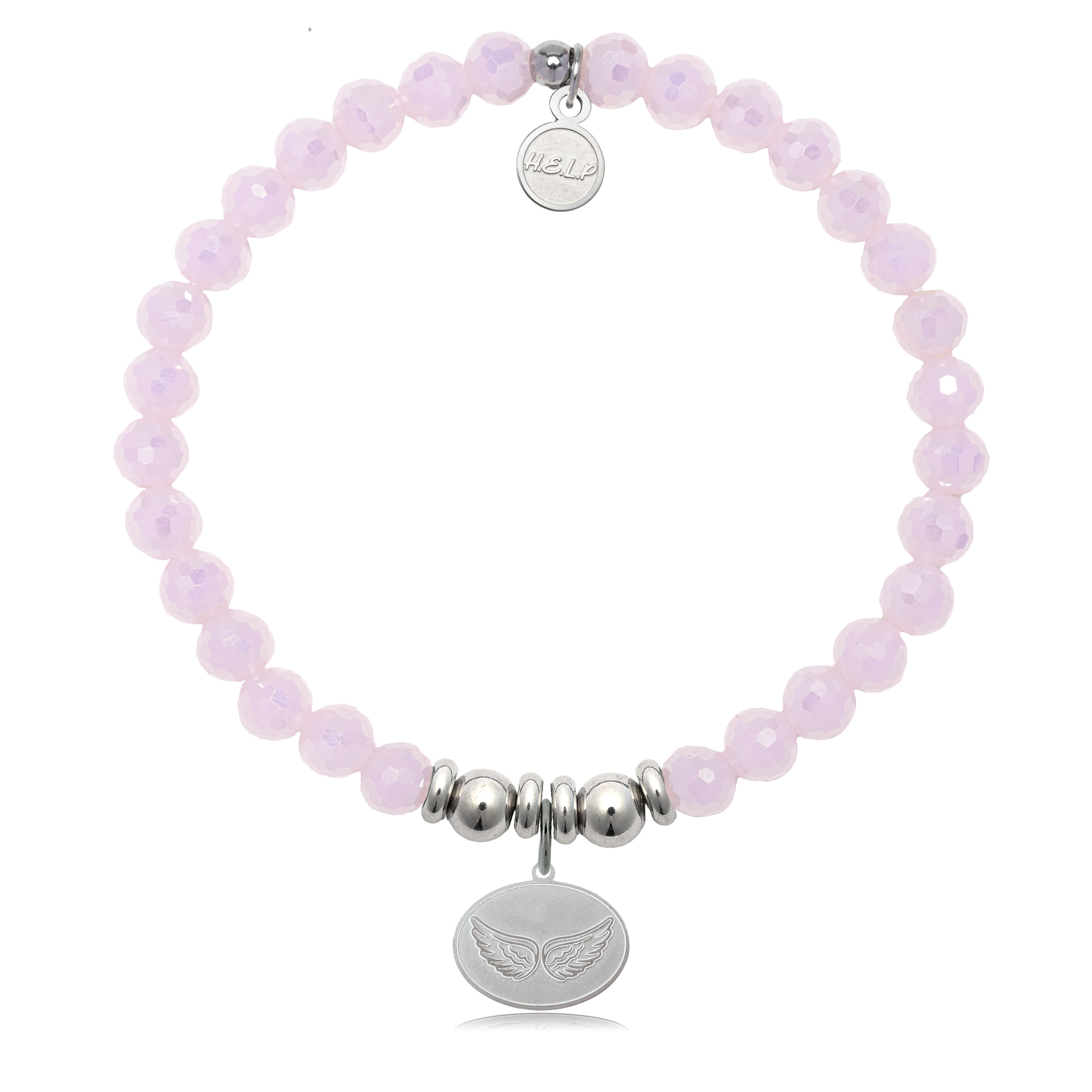 HELP by TJ Angel Wings Charm with Pink Crystal Charity Bracelet