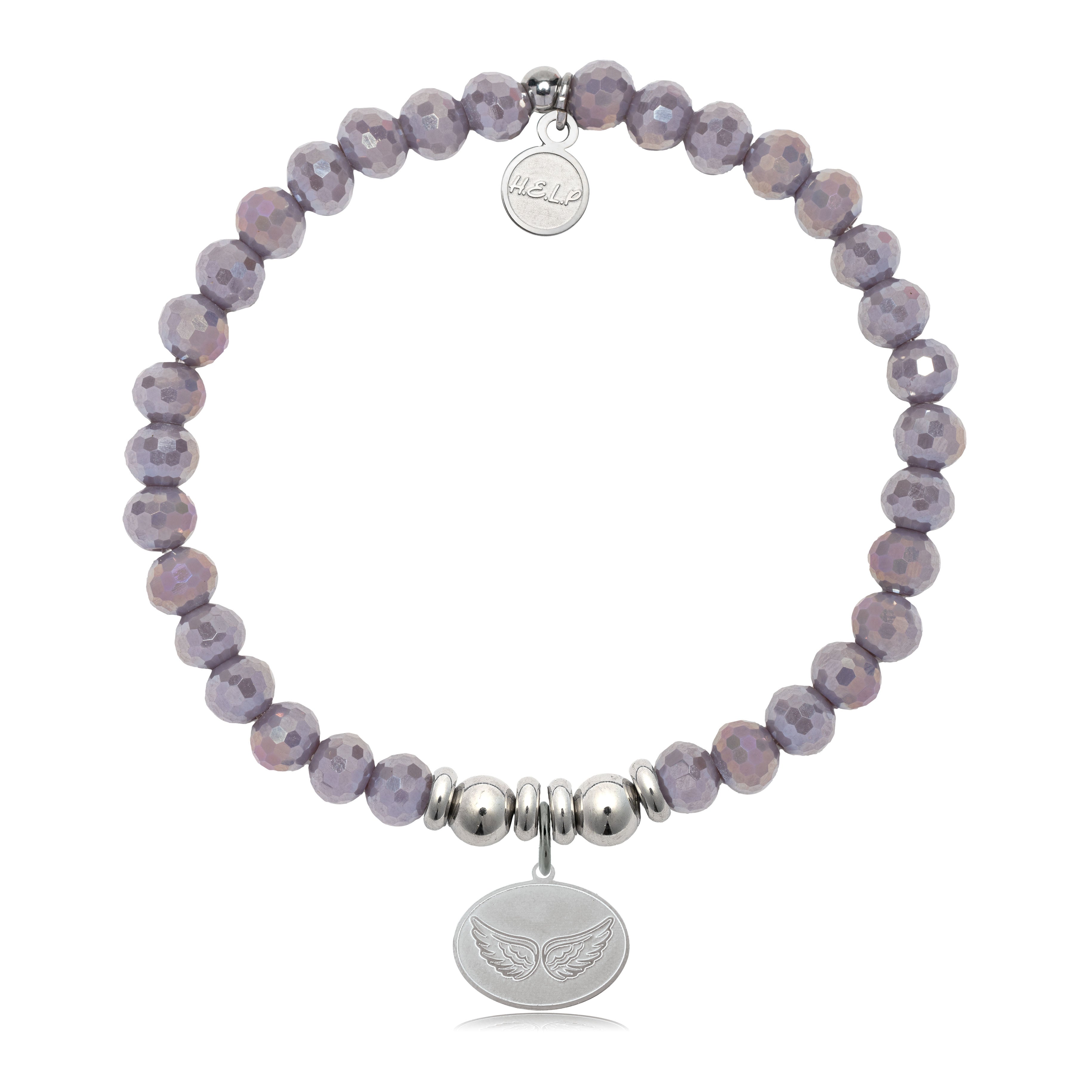 HELP by TJ Angel Wings Charm with Purple Crystal Charity Bracelet