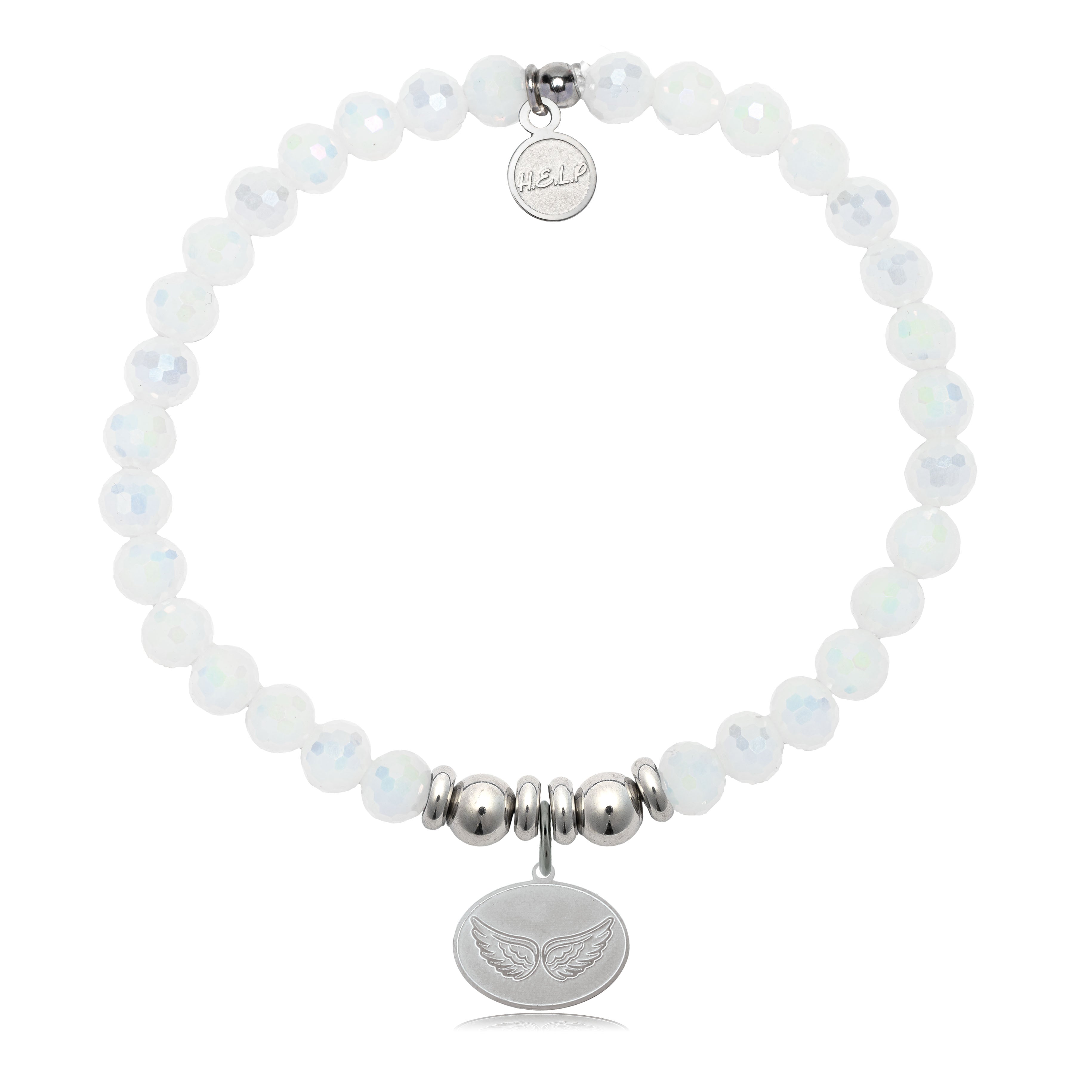 HELP by TJ Angel Wings Charm with White Crystal Charity Bracelet