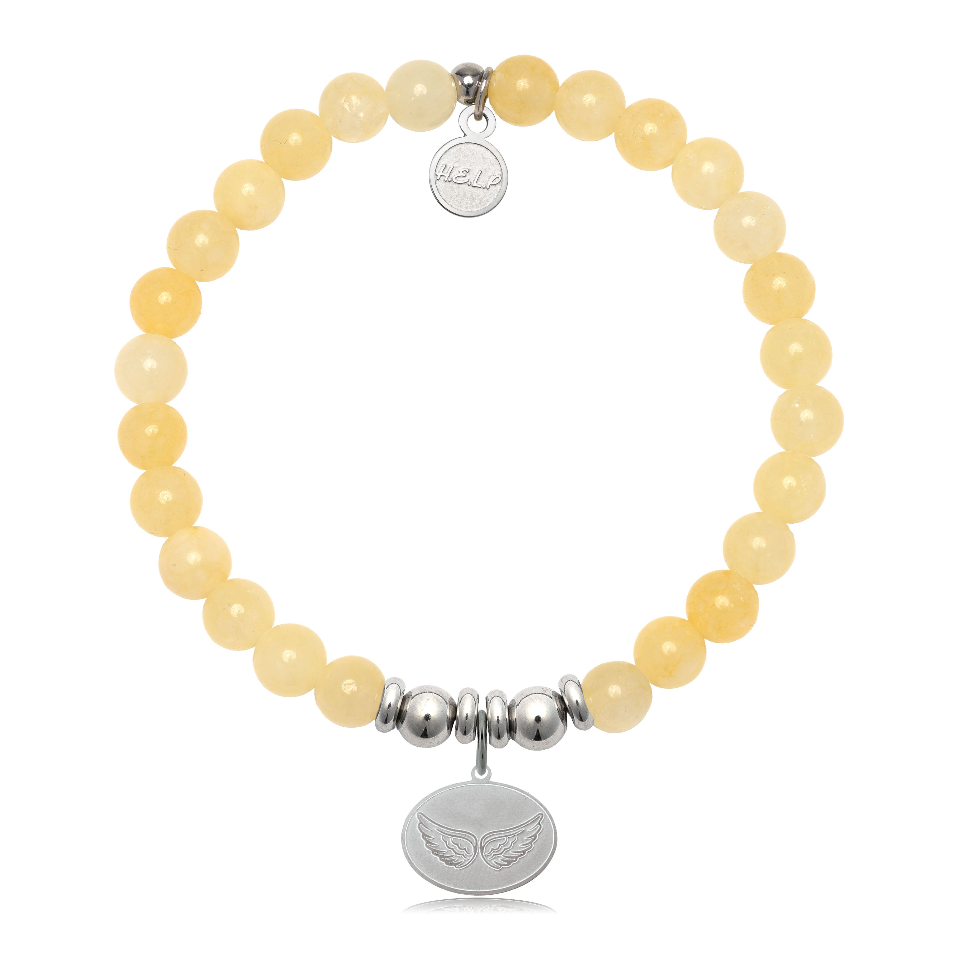HELP by TJ Angel Wings Charm with Yellow Jade Charity Bracelet