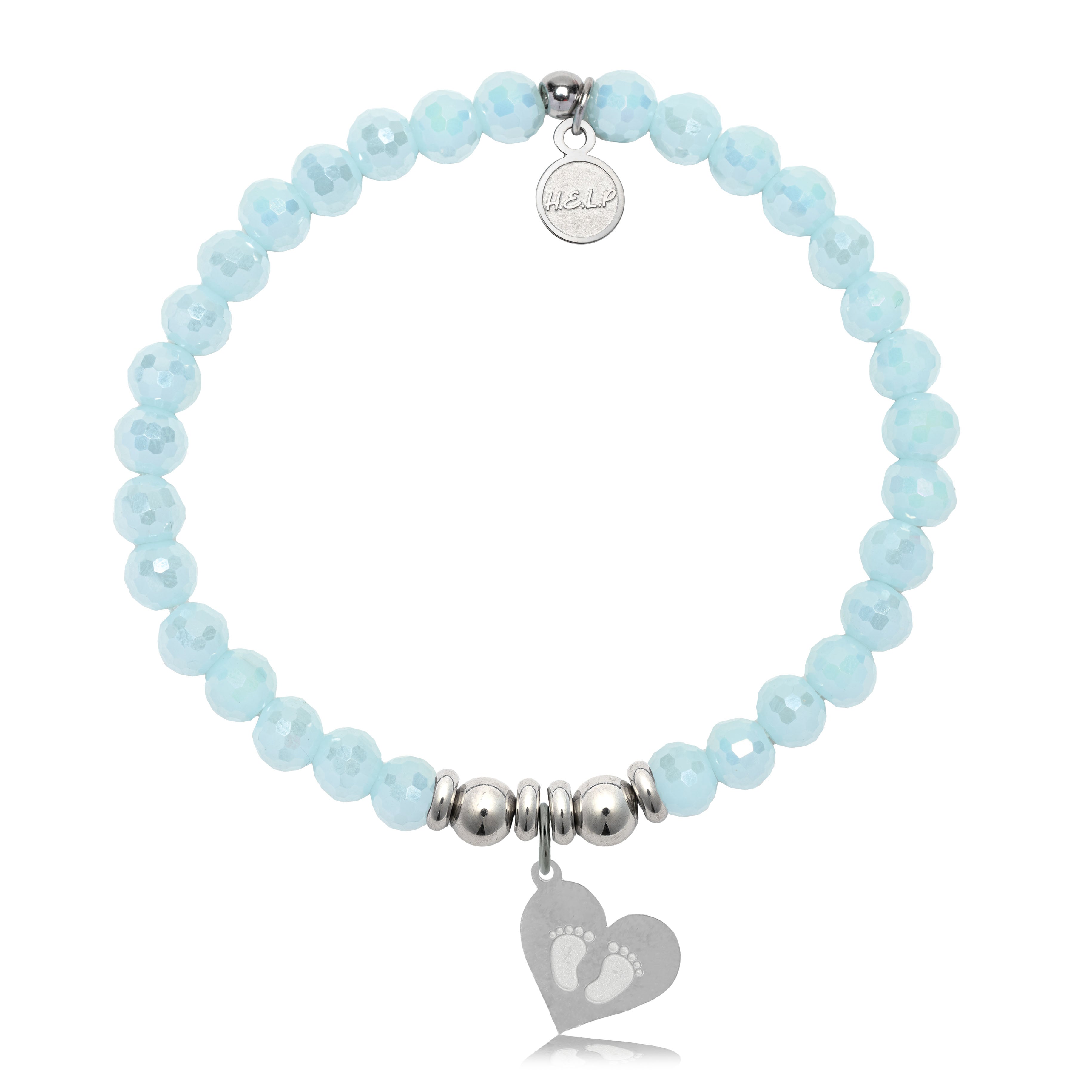 HELP by TJ Baby Feet Charm with Aqua Crystal Charity Bracelet