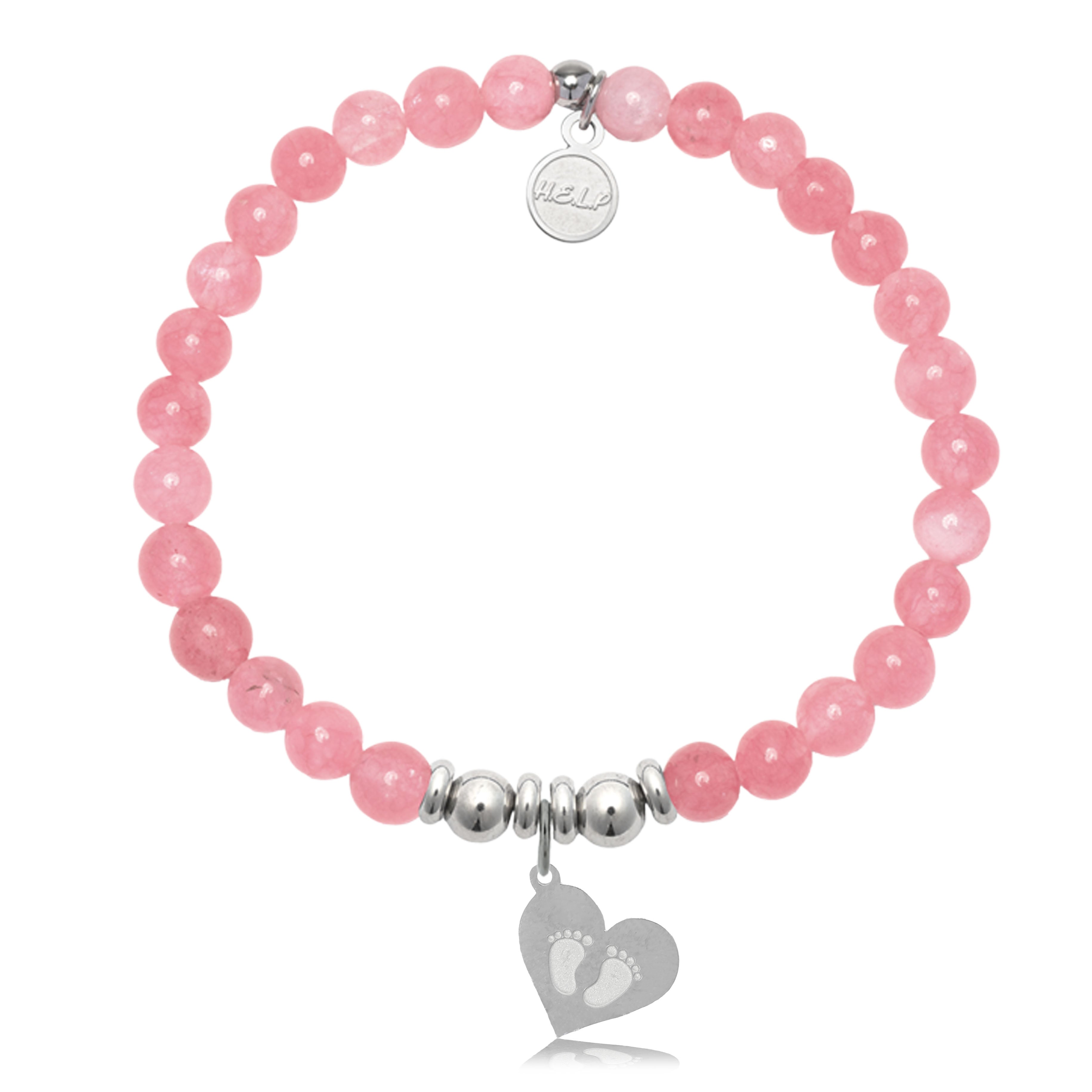 HELP by TJ Baby Feet Charm with Cherry Jade Charity Bracelet