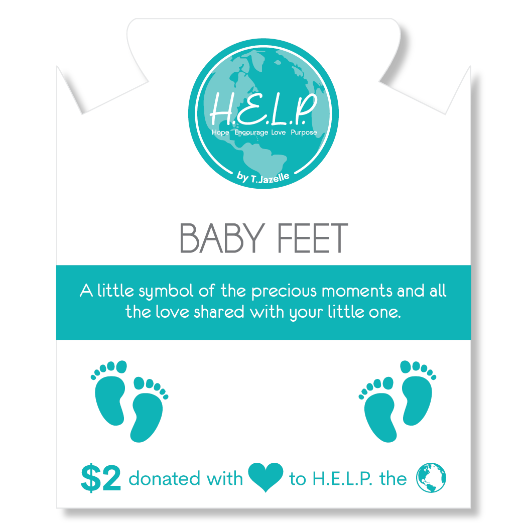 HELP by TJ Baby Feet Charm with Green Crystal Charity Bracelet