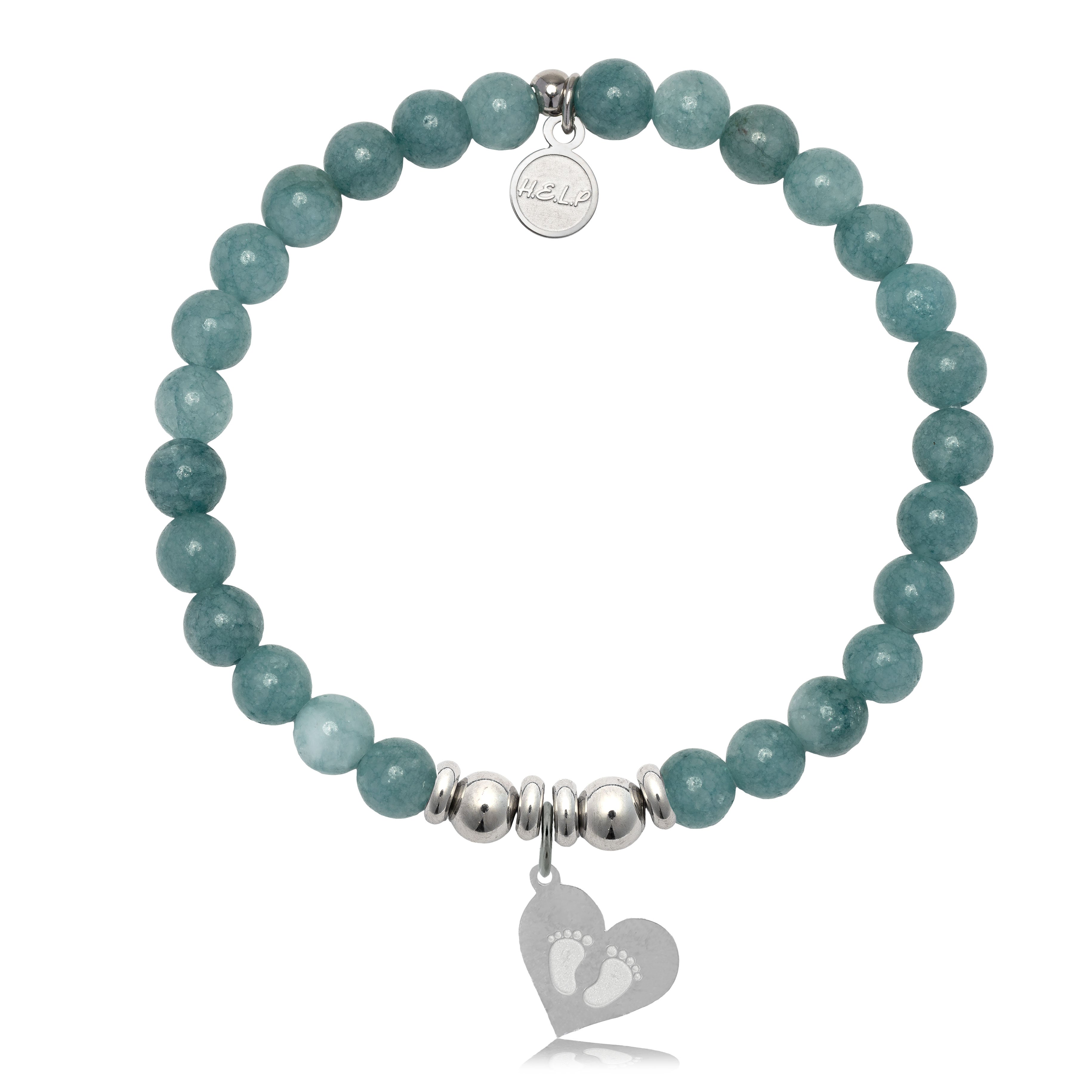 HELP by TJ Baby Feet Charm with Mountain Blue Jade Charity Bracelet