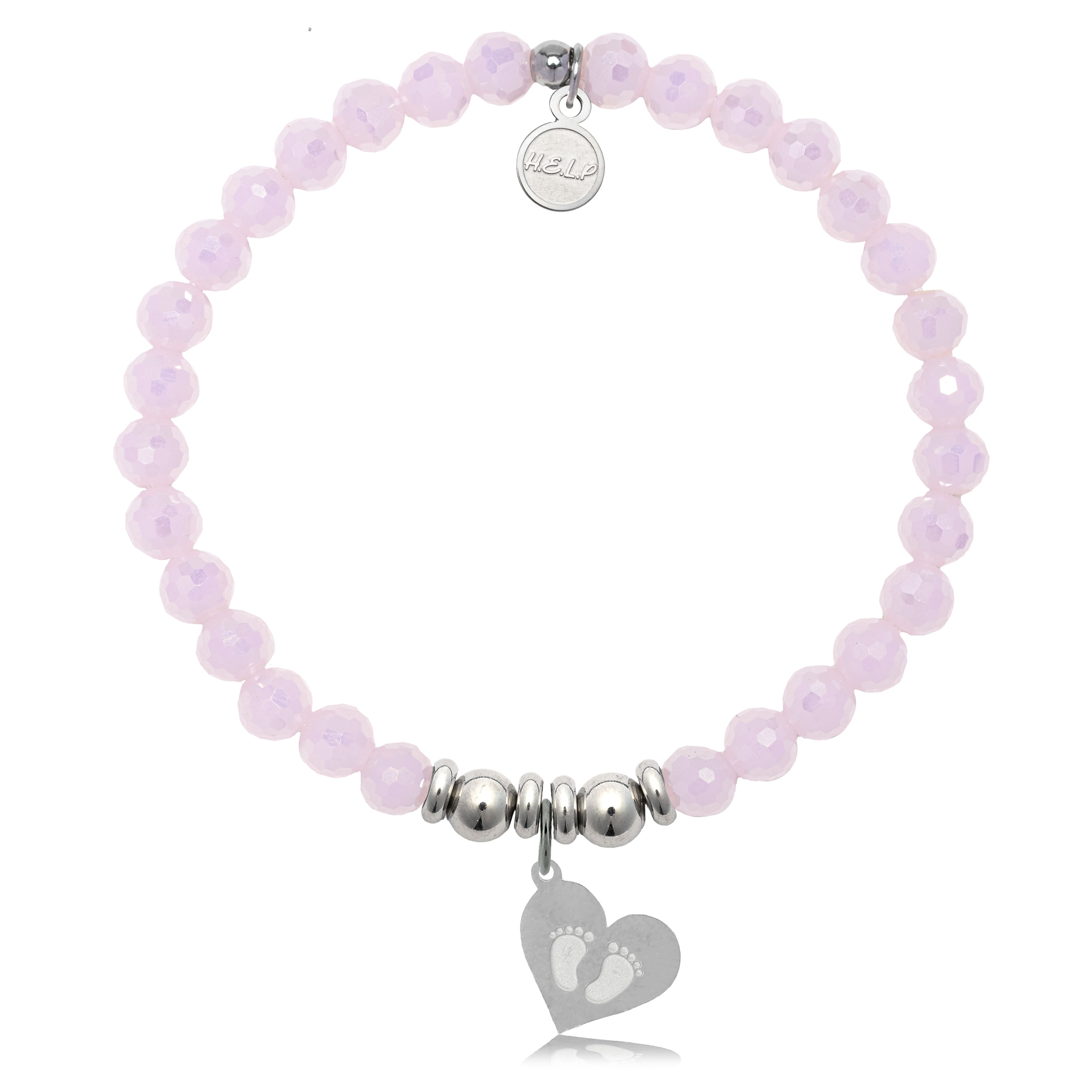 HELP by TJ Baby Feet Charm with Pink Crystal Charity Bracelet