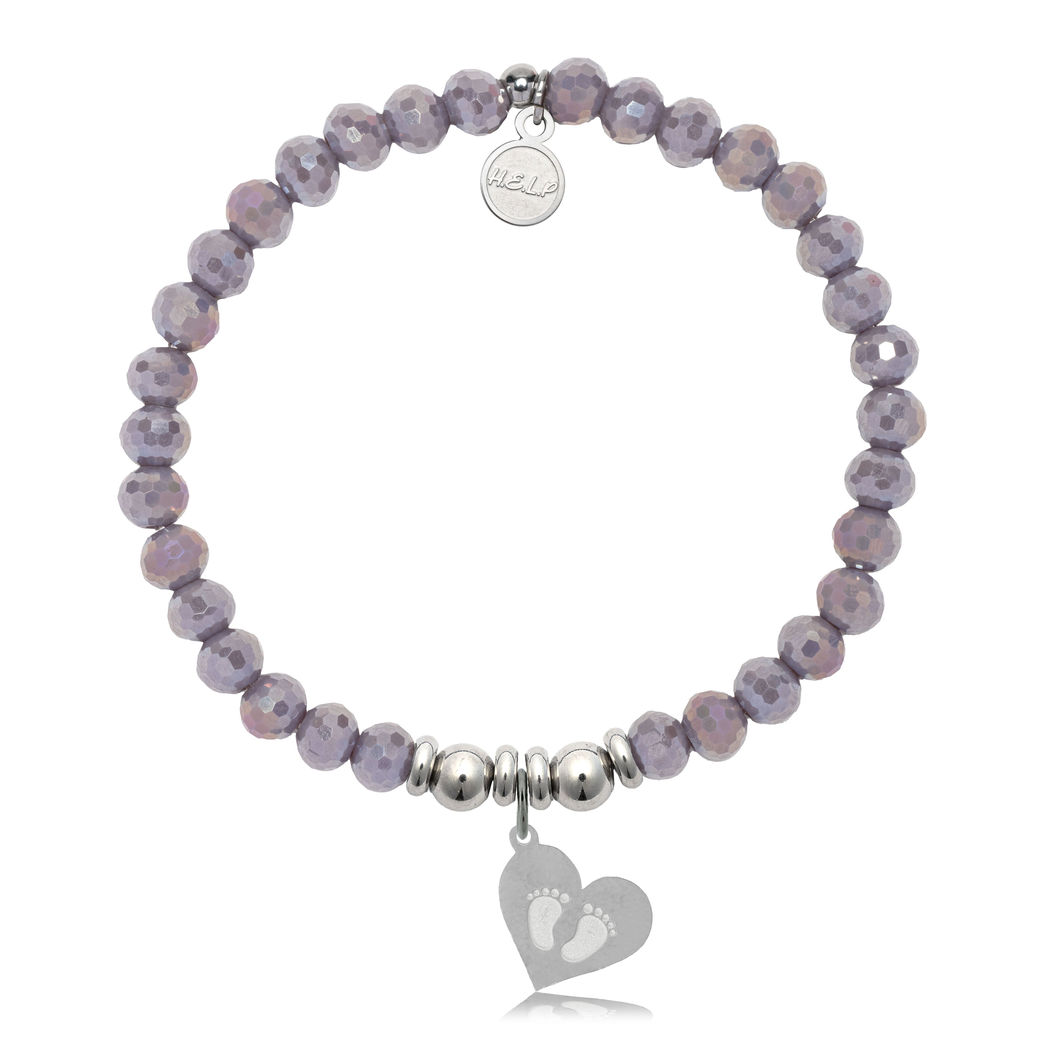 HELP by TJ Baby Feet Charm with Purple Crystal Charity Bracelet