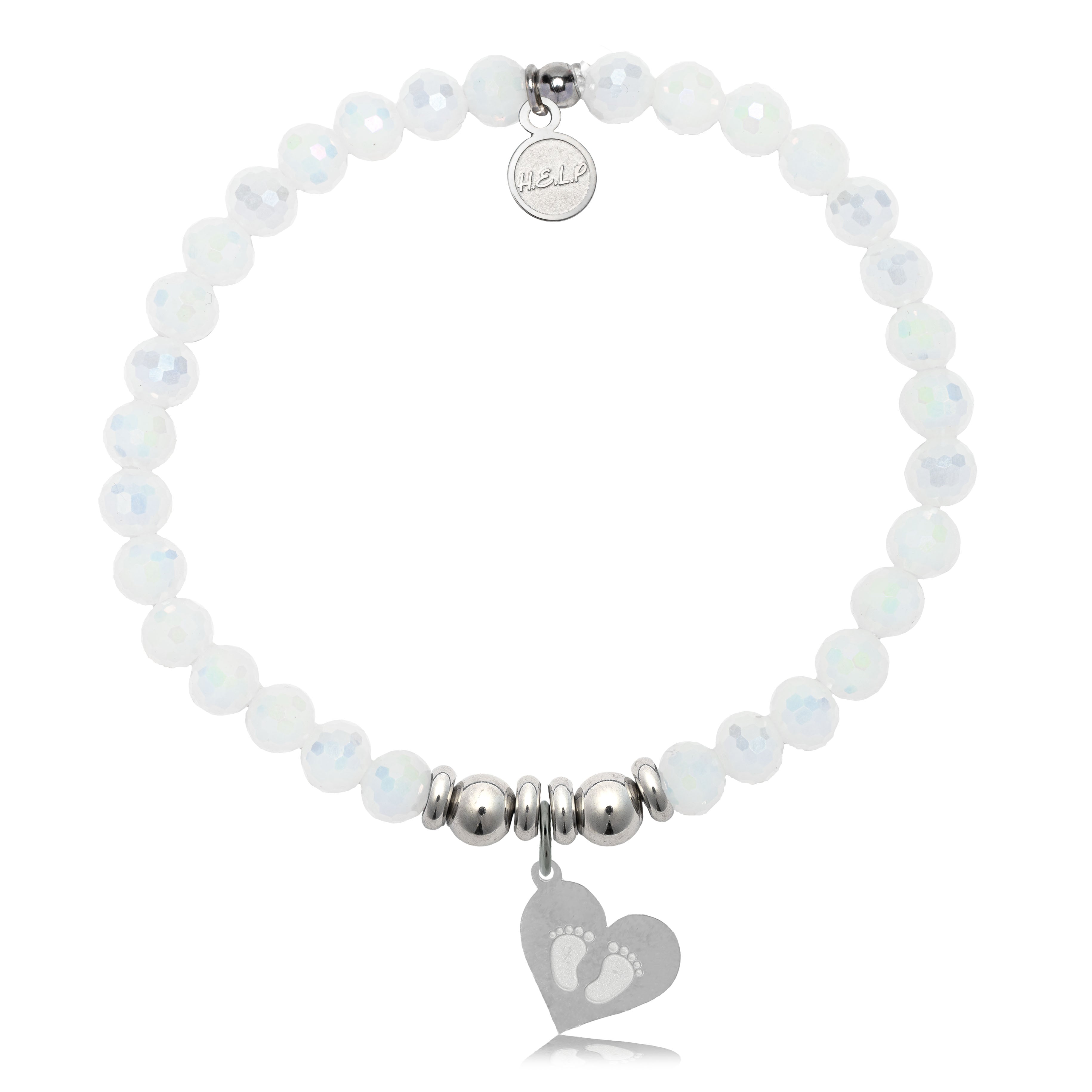 HELP by TJ Baby Feet Charm with White Crystal Charity Bracelet