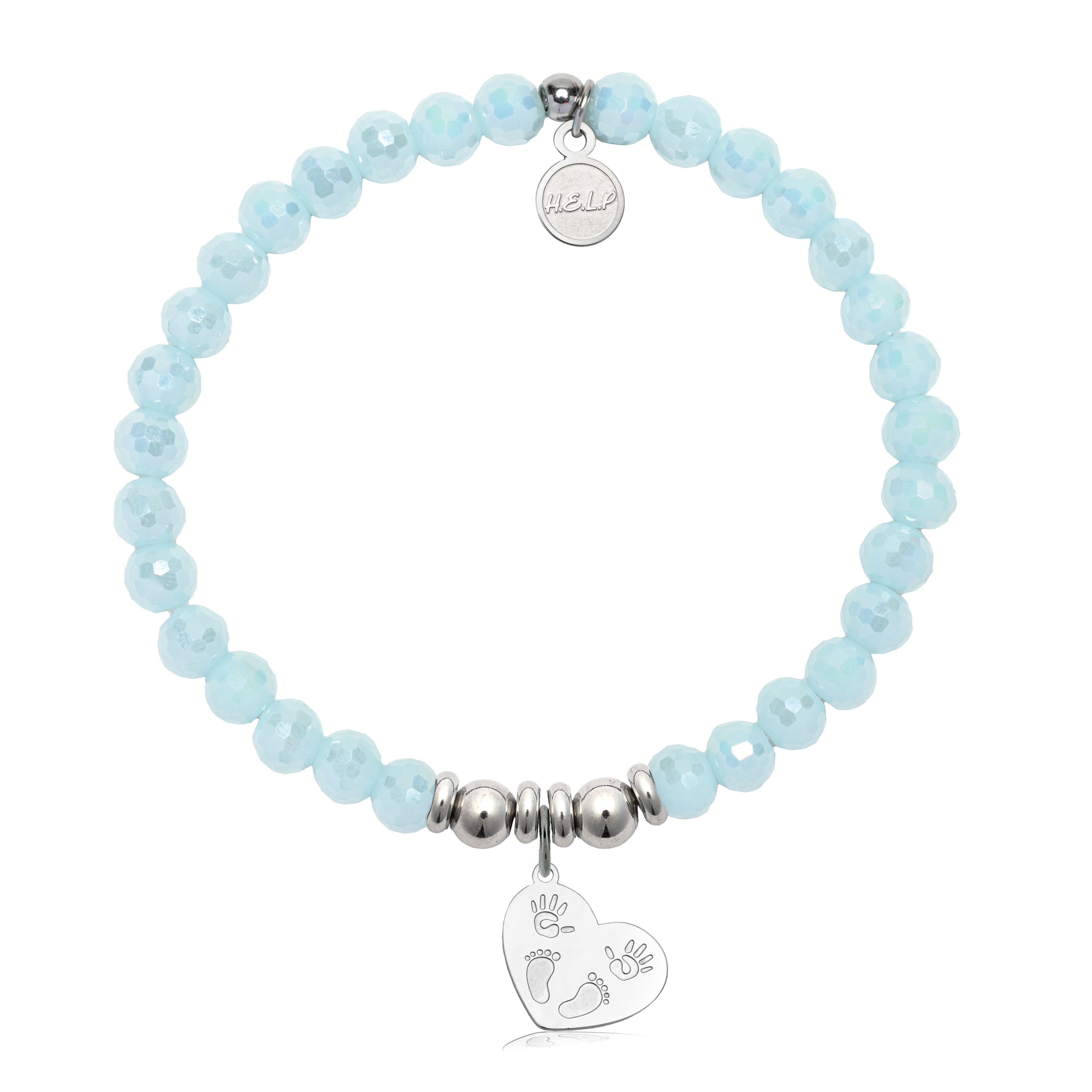 HELP by TJ Baby Love Charm with Aqua Crystal Charity Bracelet