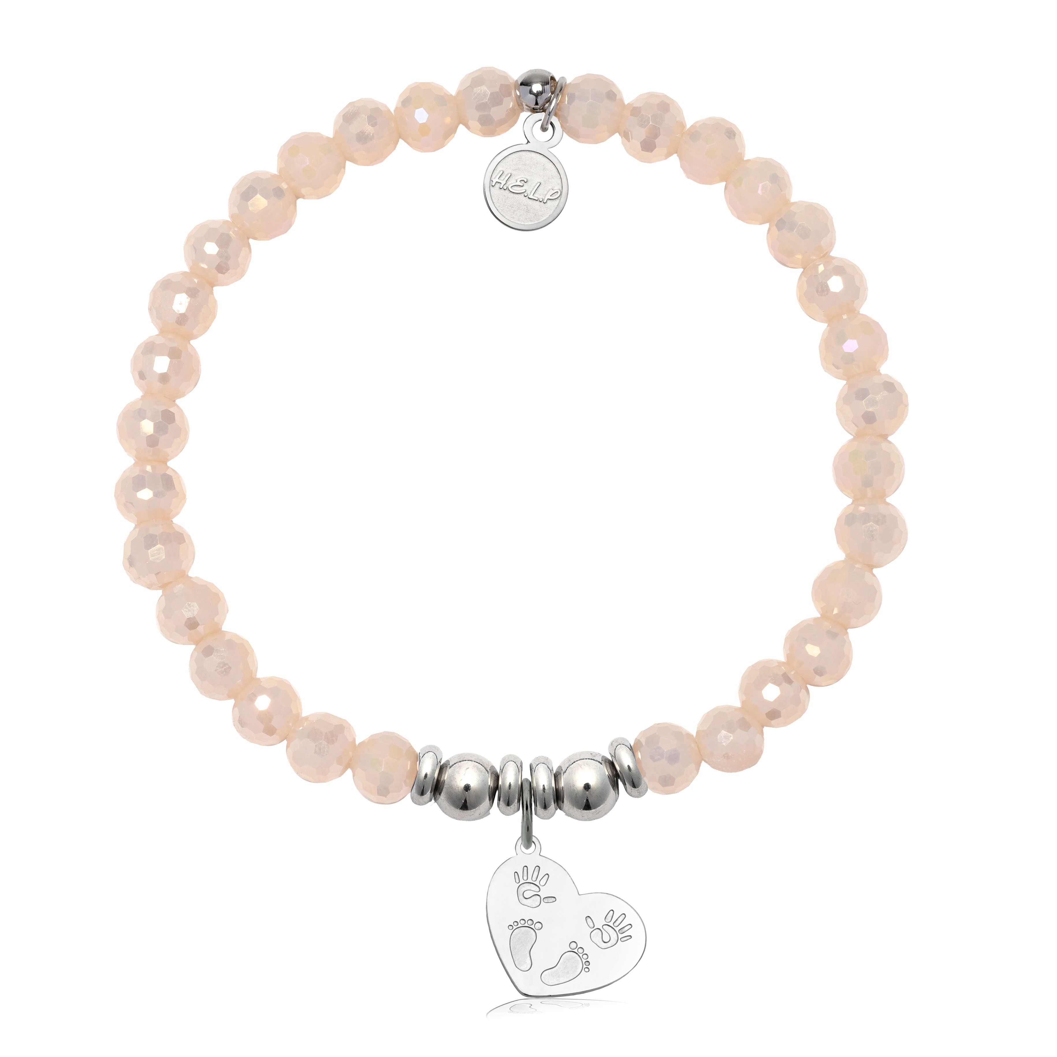 HELP by TJ Baby Love Charm with Beige Crystal Charity Bracelet