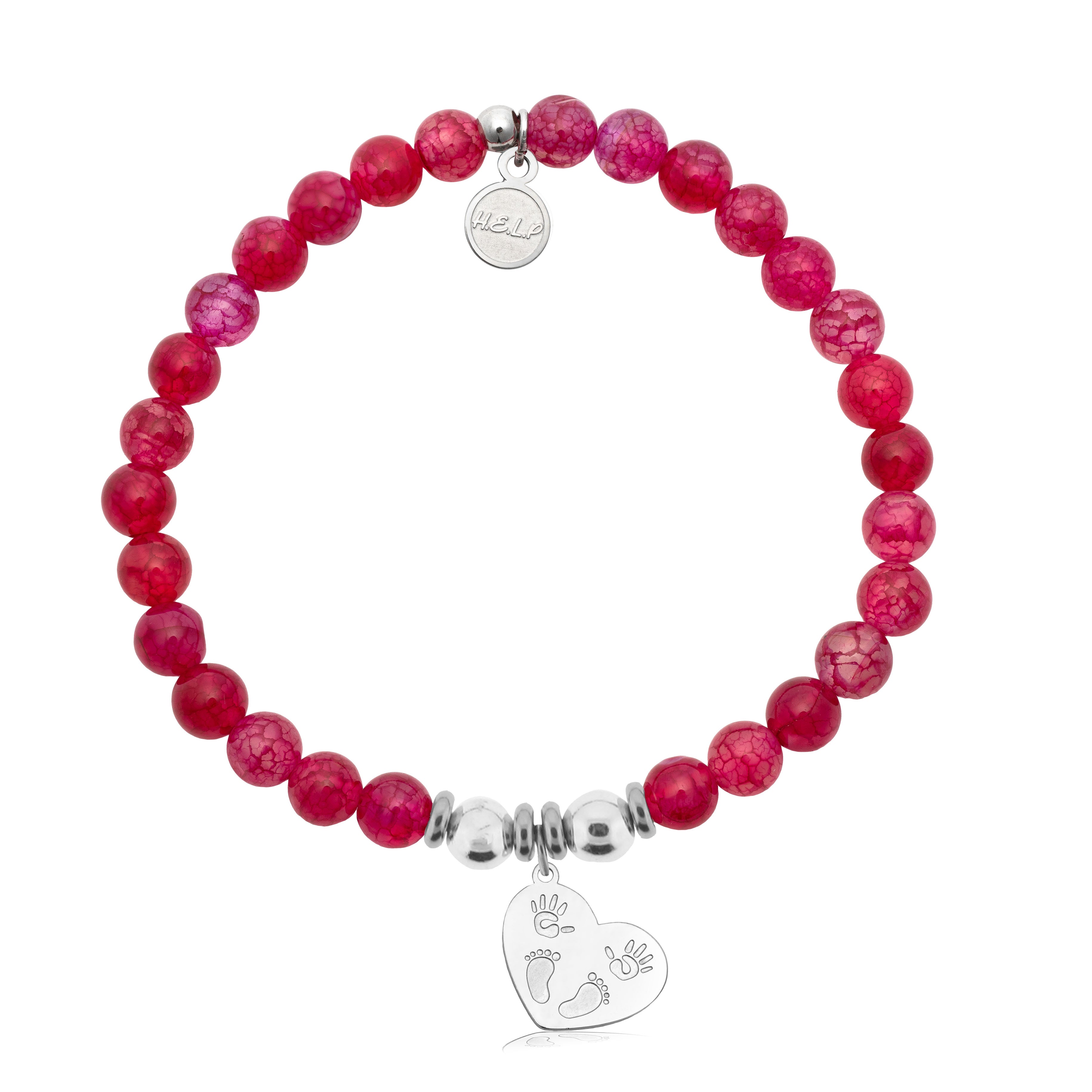 HELP by TJ Baby Love Charm with Red Fire Agate Charity Bracelet