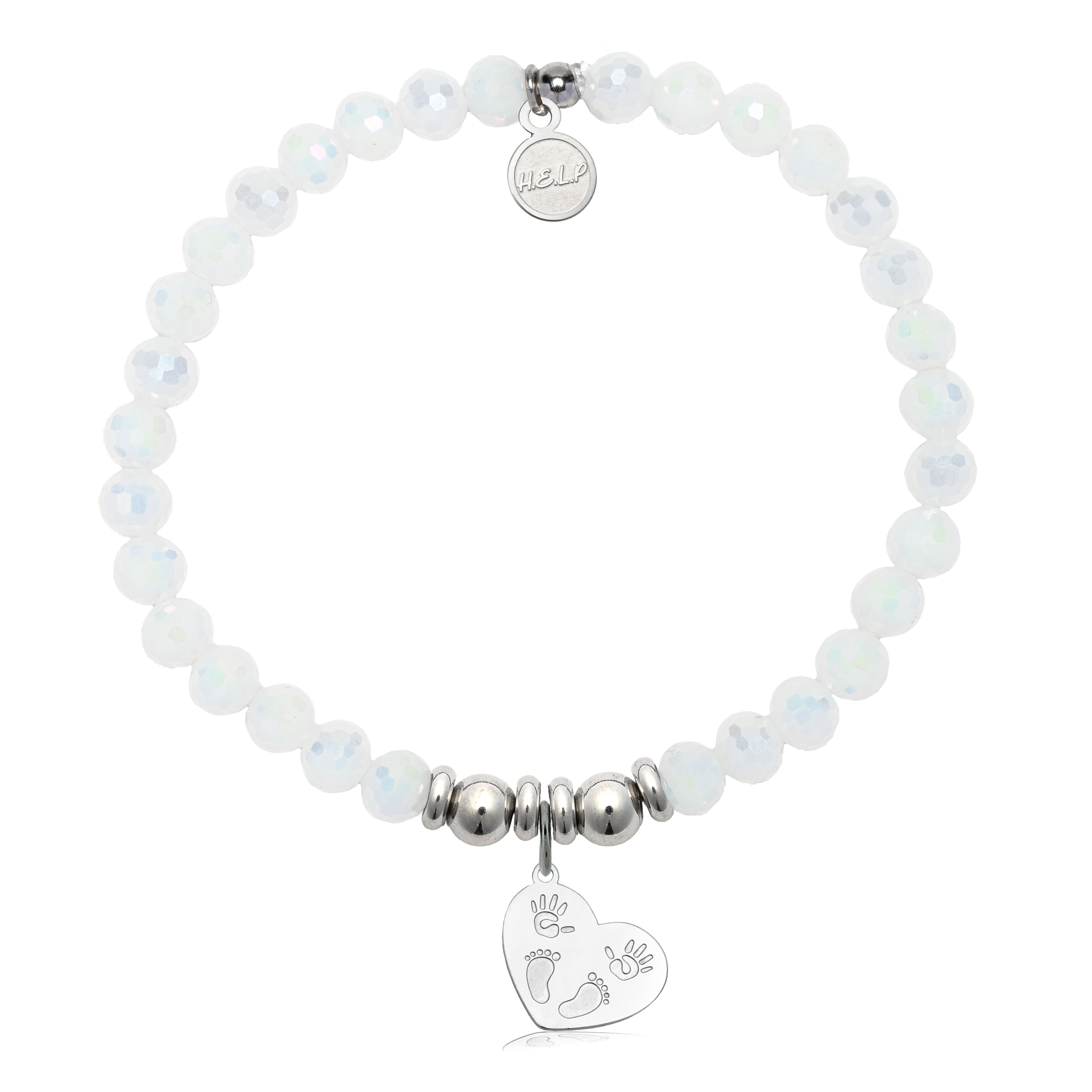 HELP by TJ Baby Love Charm with White Crystal Charity Bracelet