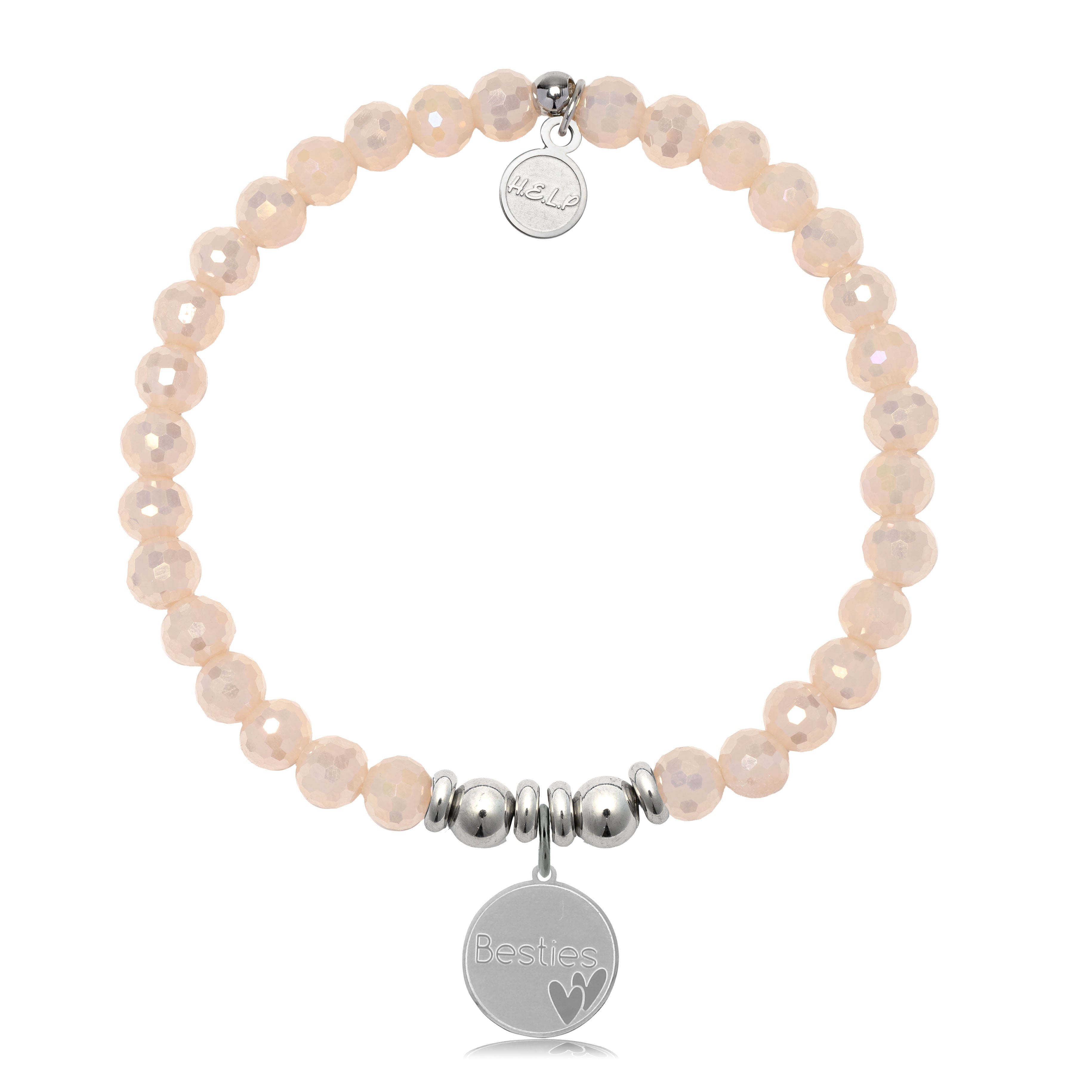 HELP by TJ Bestie Charm with Beige Crystal Charity Bracelet