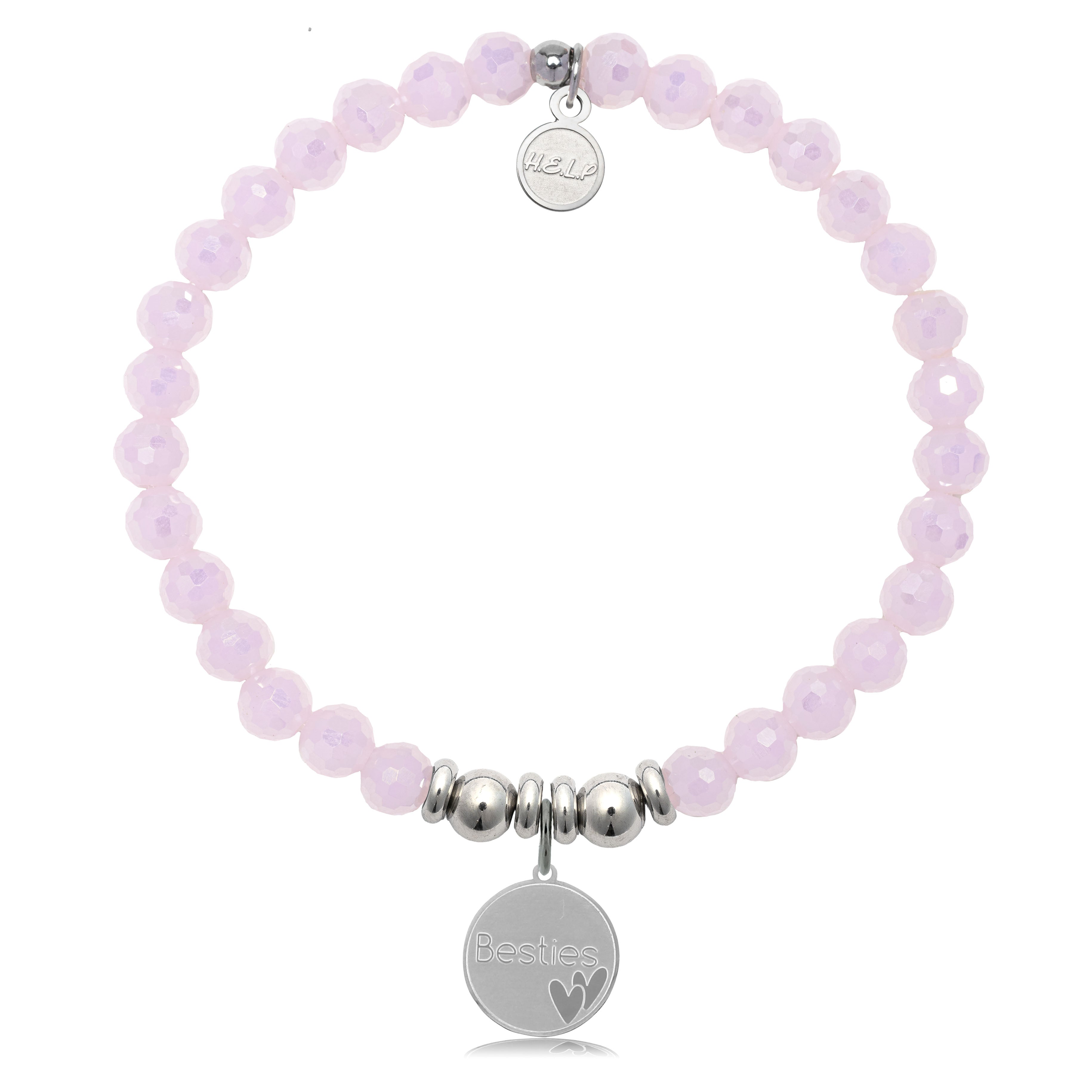 HELP by TJ Bestie Charm with Pink Crystal Charity Bracelet
