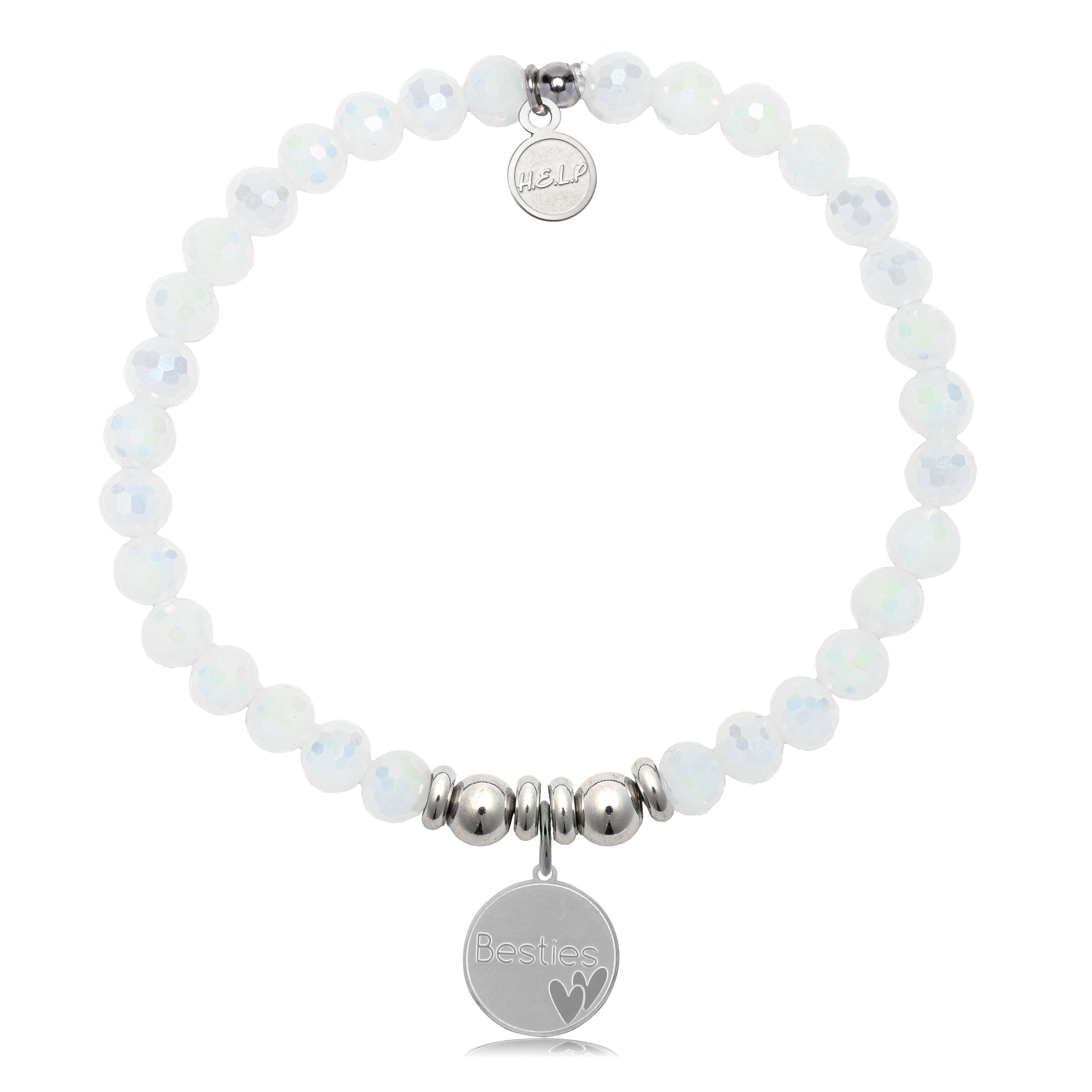 HELP by TJ Bestie Charm with White Crystal Charity Bracelet