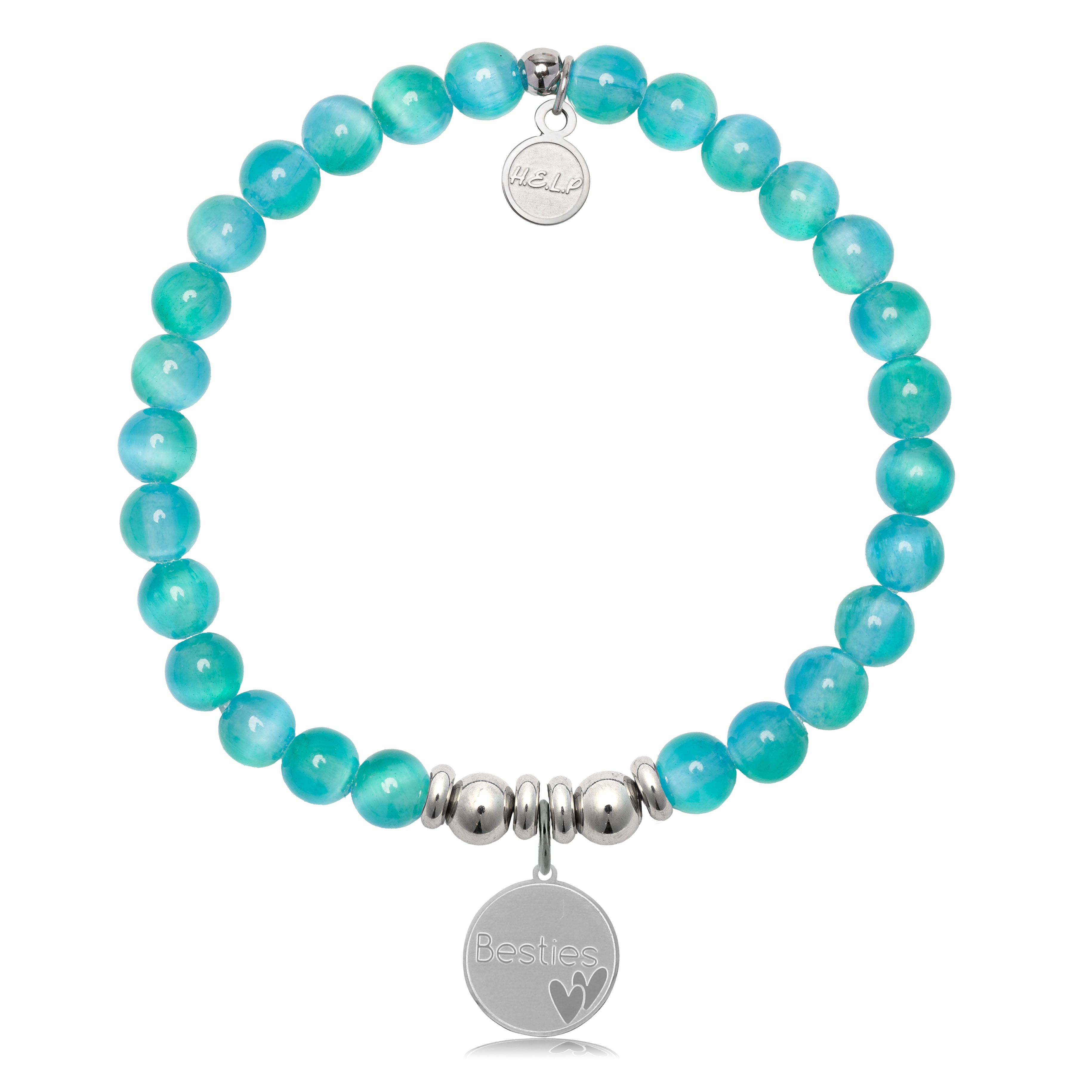 HELP by TJ Besties Charm with Teal Selenite Charity Bracelet
