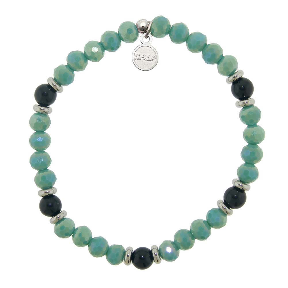 HELP by TJ Big Brothers Big Sisters Stacker: Onyx and Green Crystal Bracelet