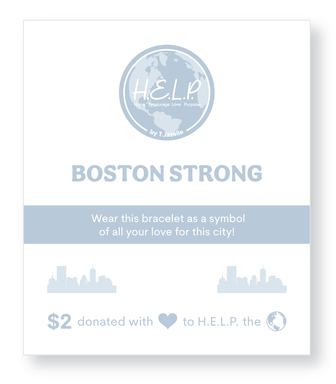 HELP by TJ Boston Strong Charm with Blue Agate Charity Bracelet