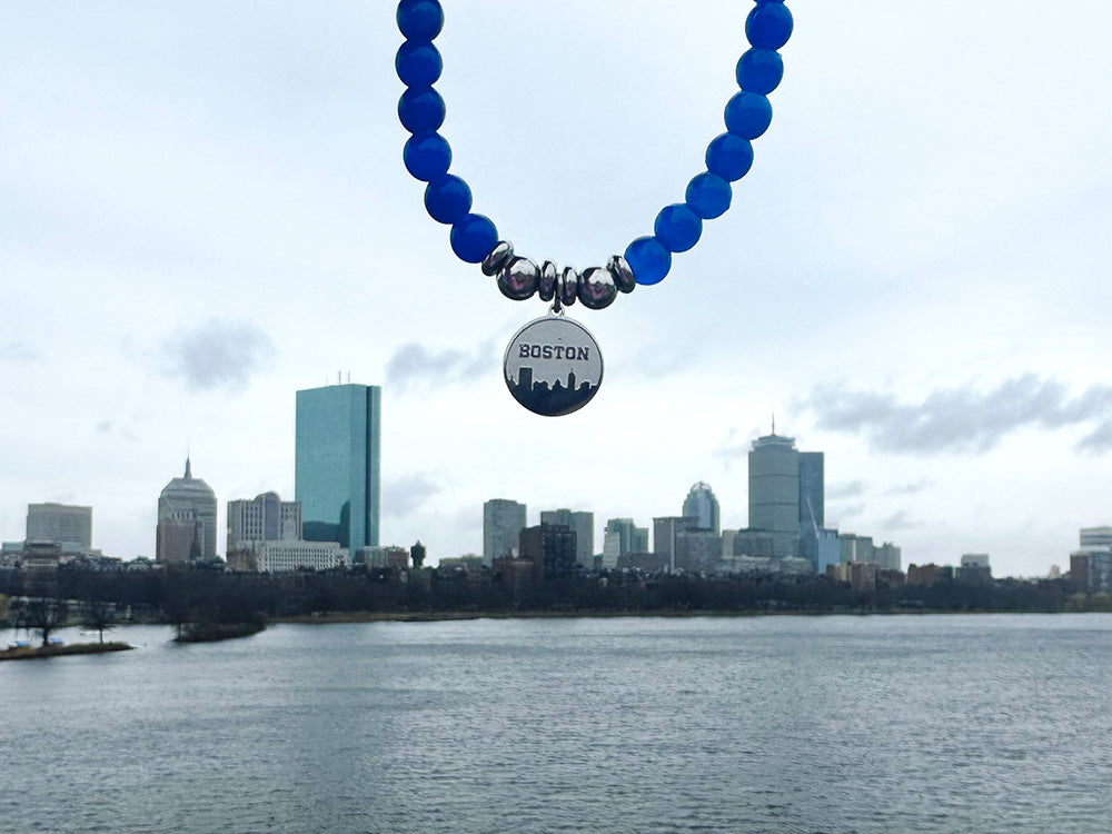 HELP by TJ Boston Strong Charm with Blue Agate Charity Bracelet