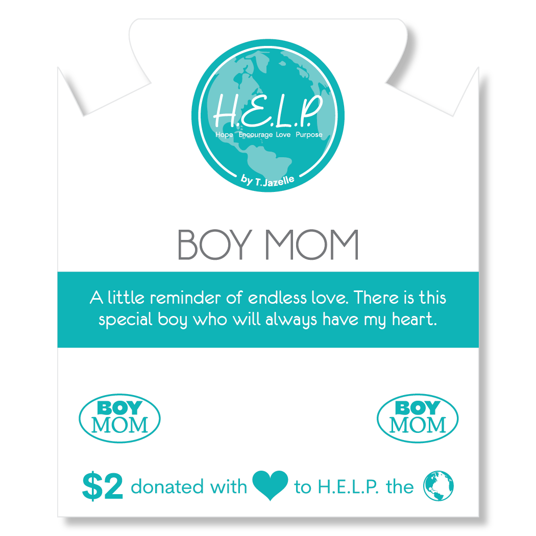 HELP by TJ Boy Mom Charm with Beige Crystal Charity Bracelet