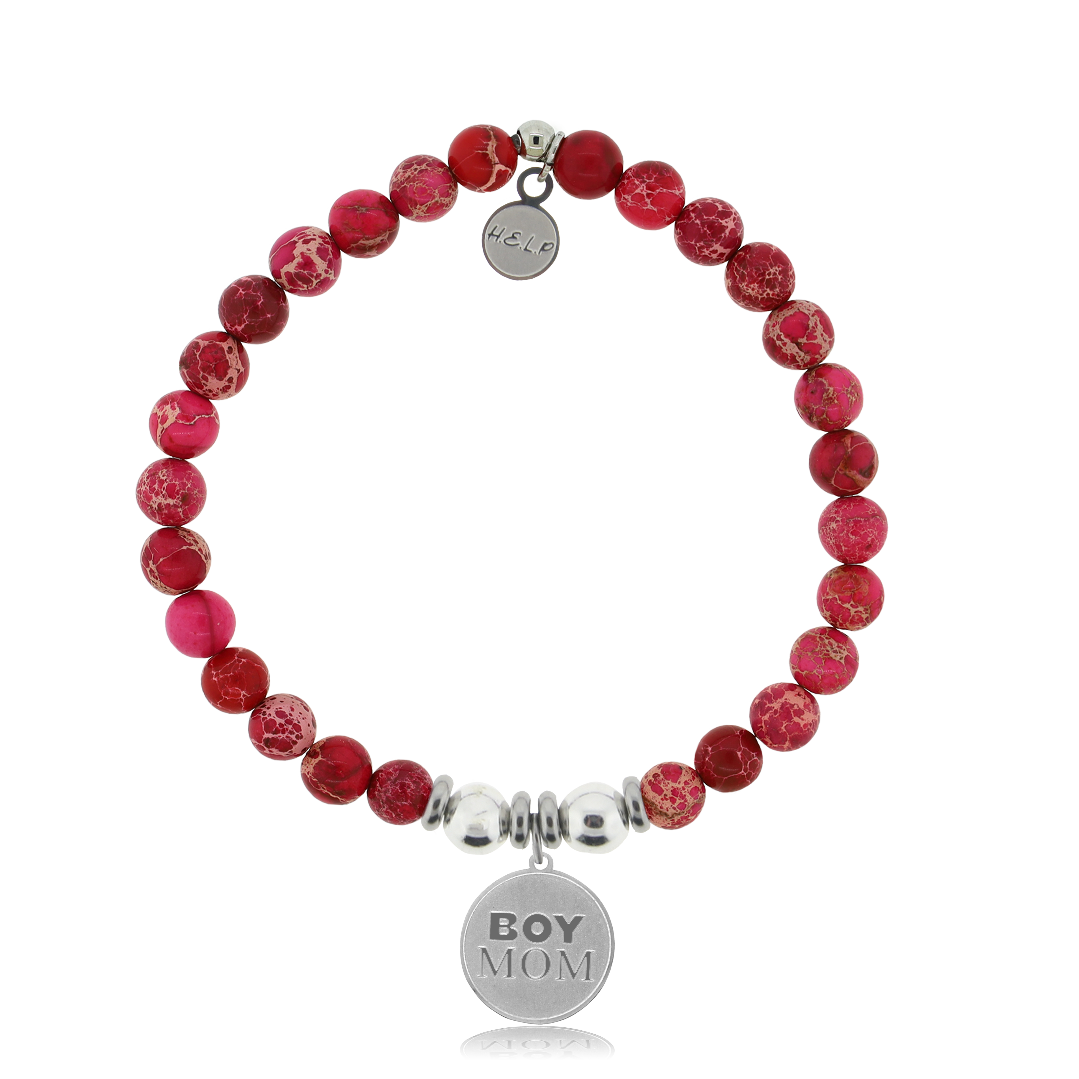 HELP by TJ Boy Mom Charm with Cranberry Jasper Charity Bracelet