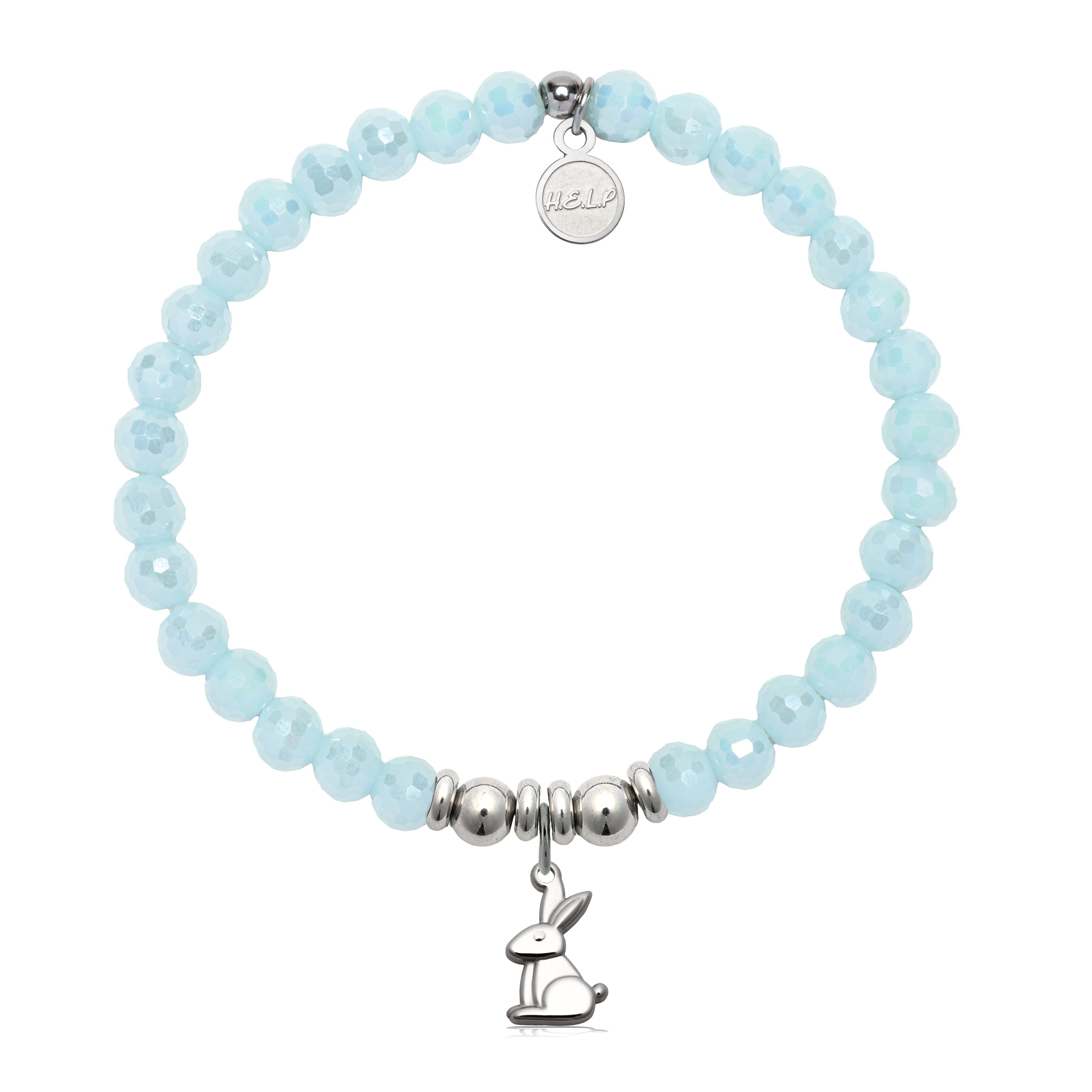 HELP by TJ Bunny Charm with Aqua Crystal Charity Bracelet