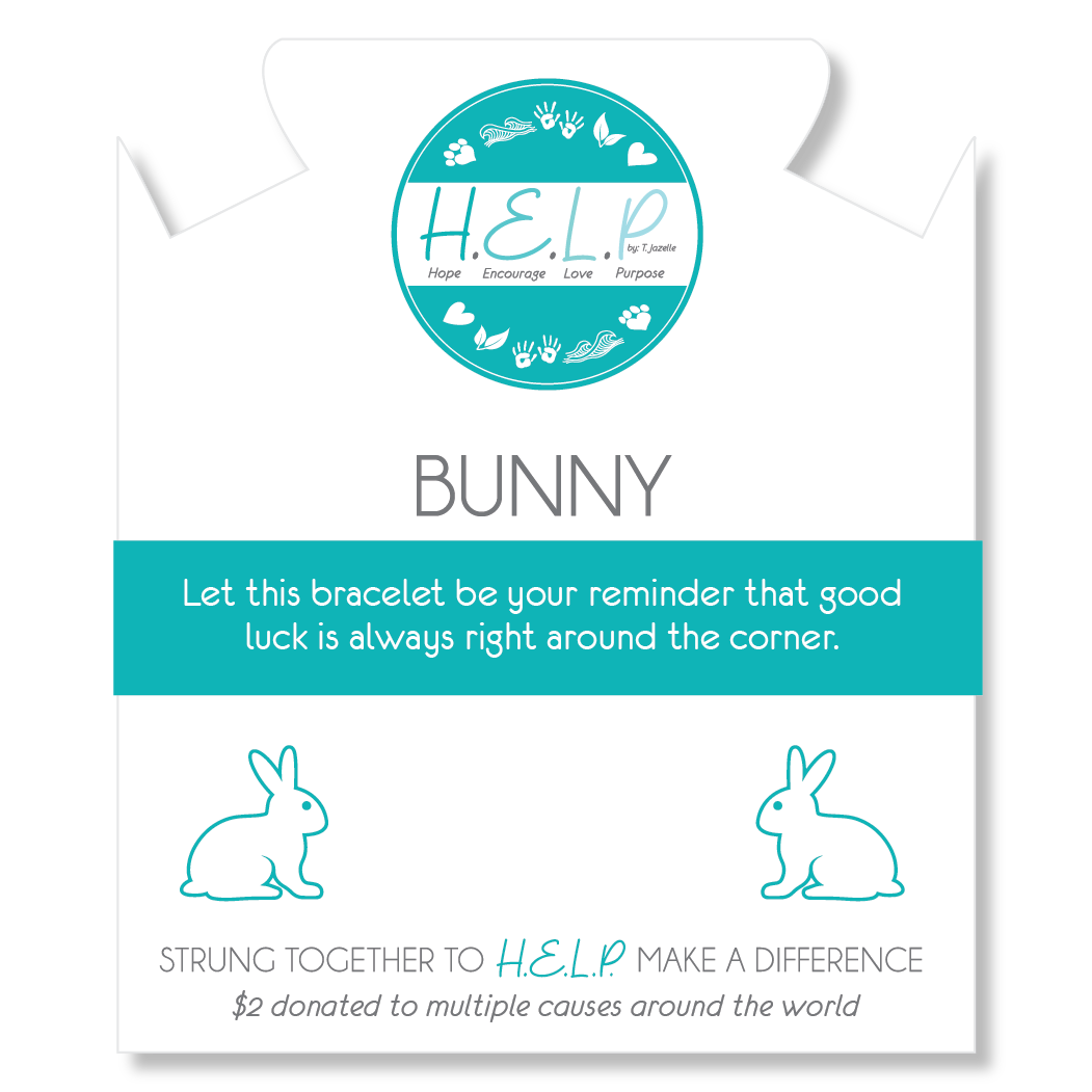 HELP by TJ Bunny Charm with Cherry Jade Charity Bracelet