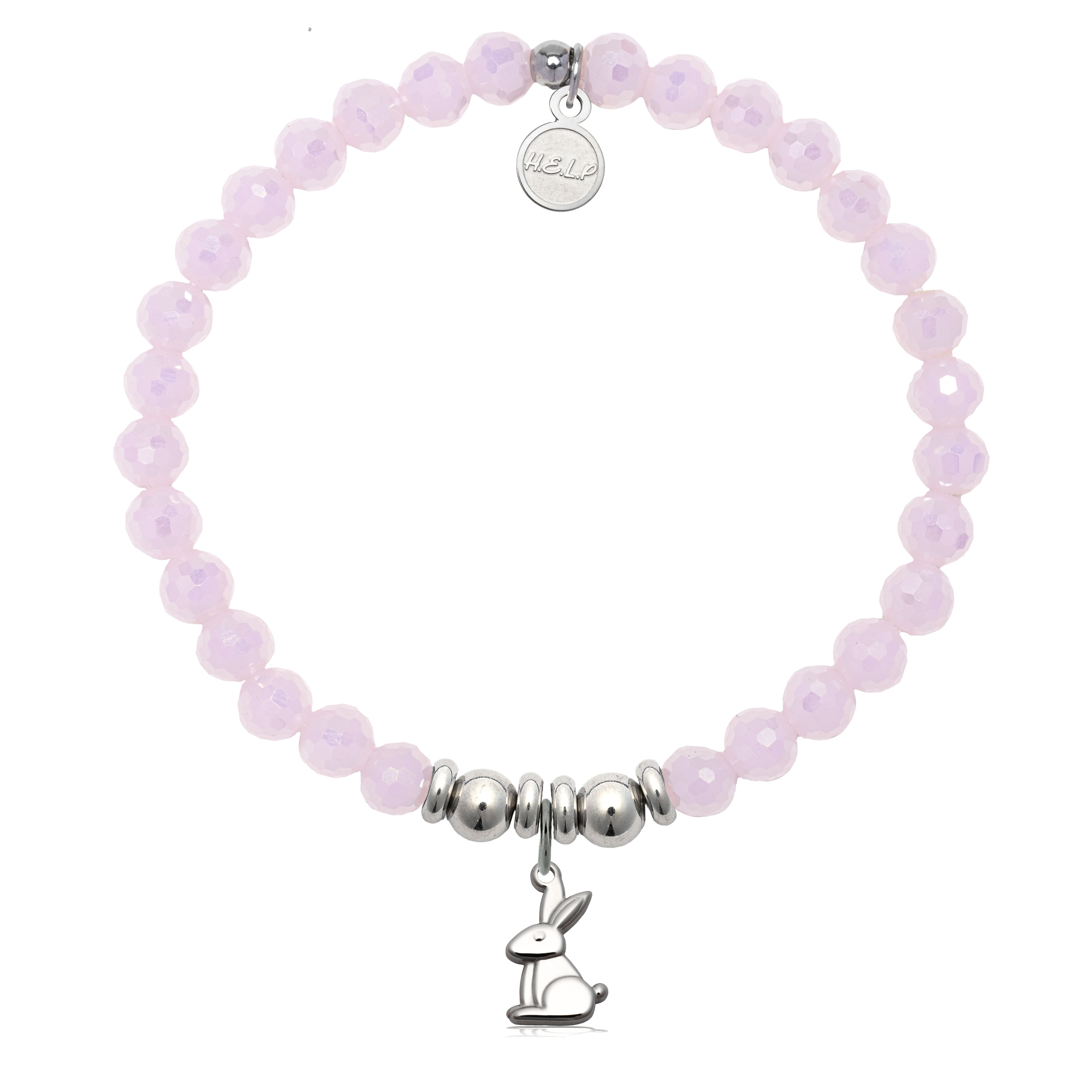 HELP by TJ Bunny Charm with Pink Crystal Charity Bracelet