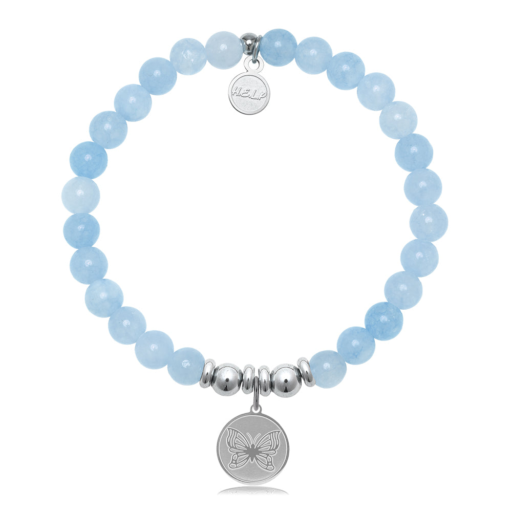 HELP by TJ Butterfly Charm with Light Blue Quartz Charity Bracelet