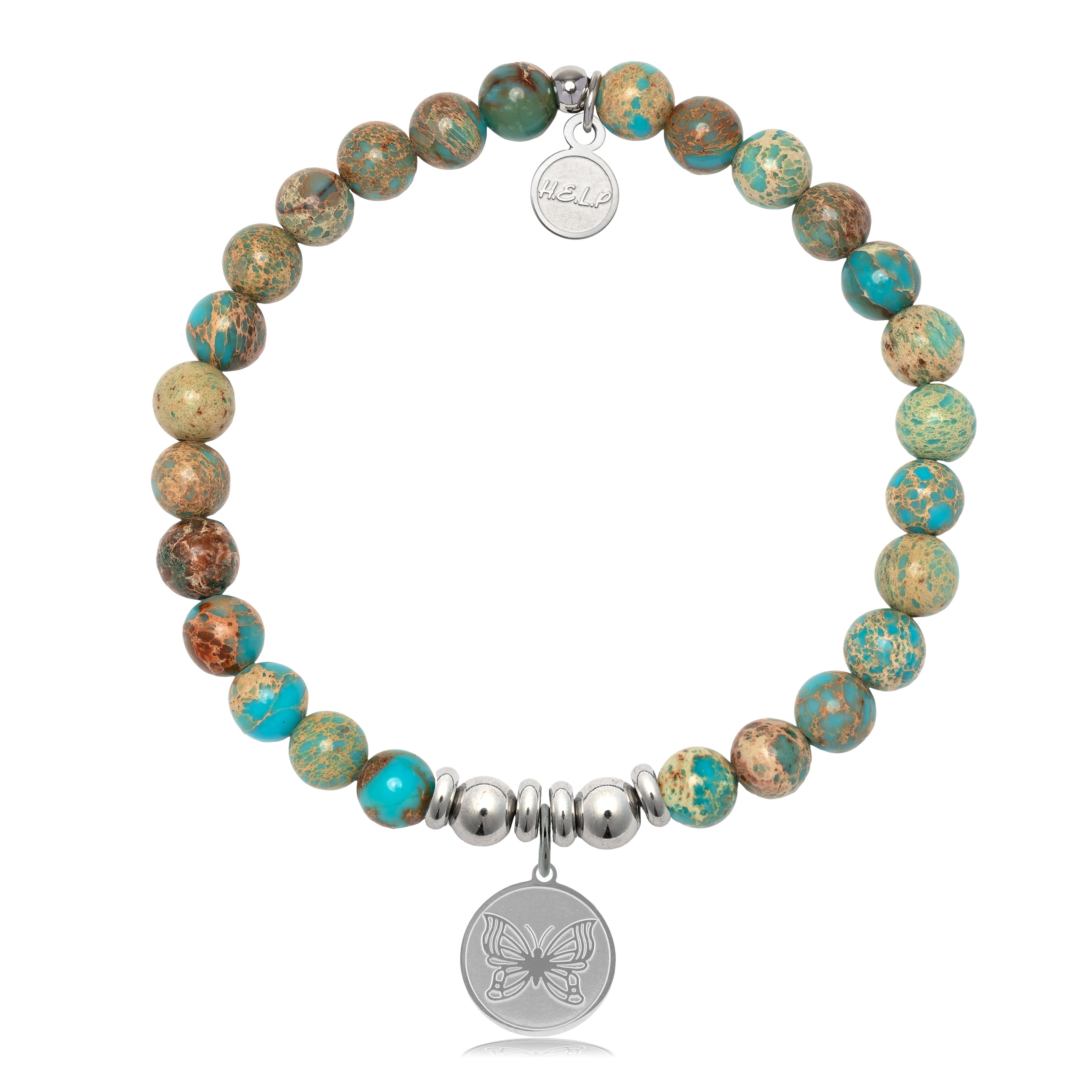 HELP by TJ Butterfly Charm with Turquoise Jasper Charity Bracelet