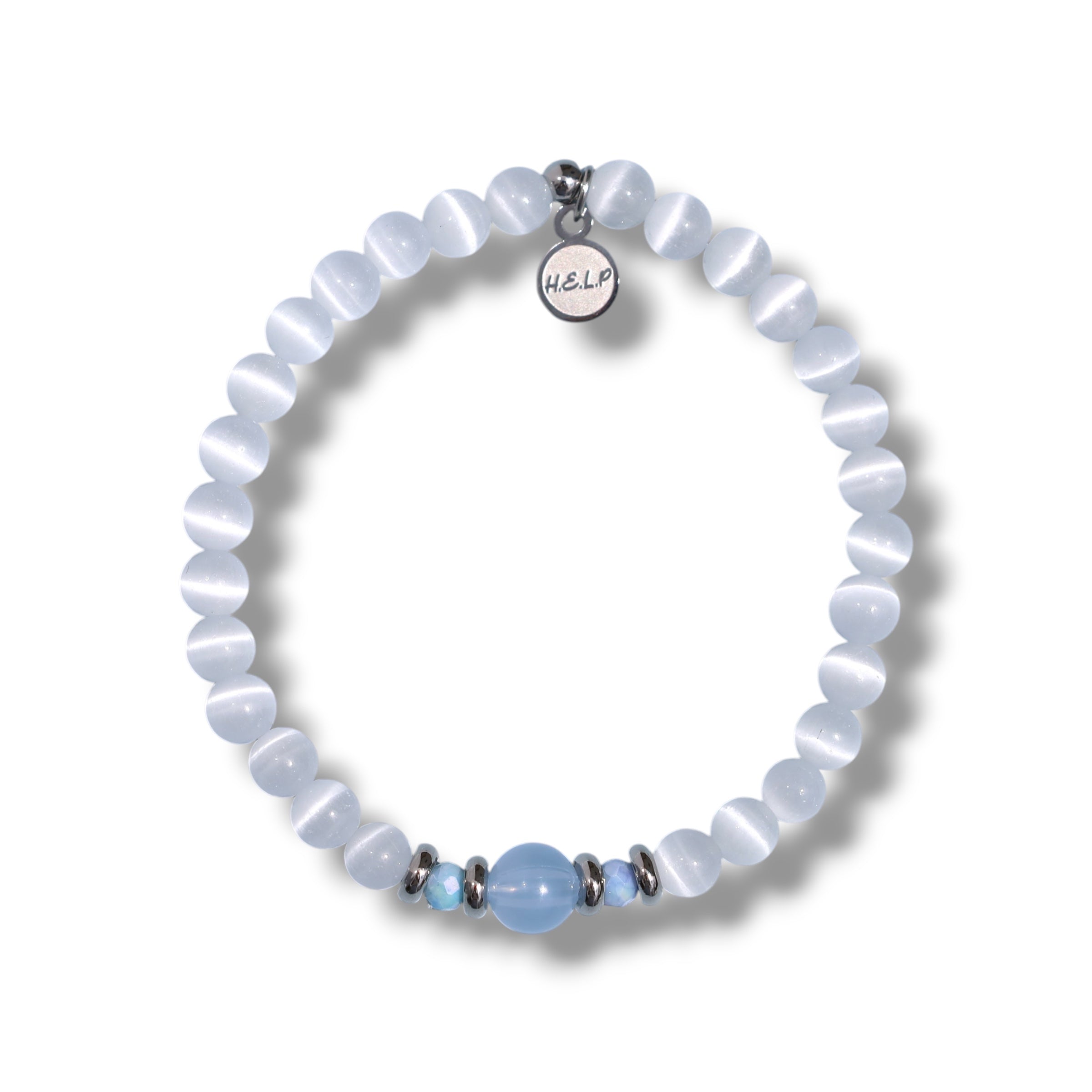 HELP by TJ Capeology x H.E.L.P. Ray of Hope White Cats Eye Stacker Charity Bracelet
