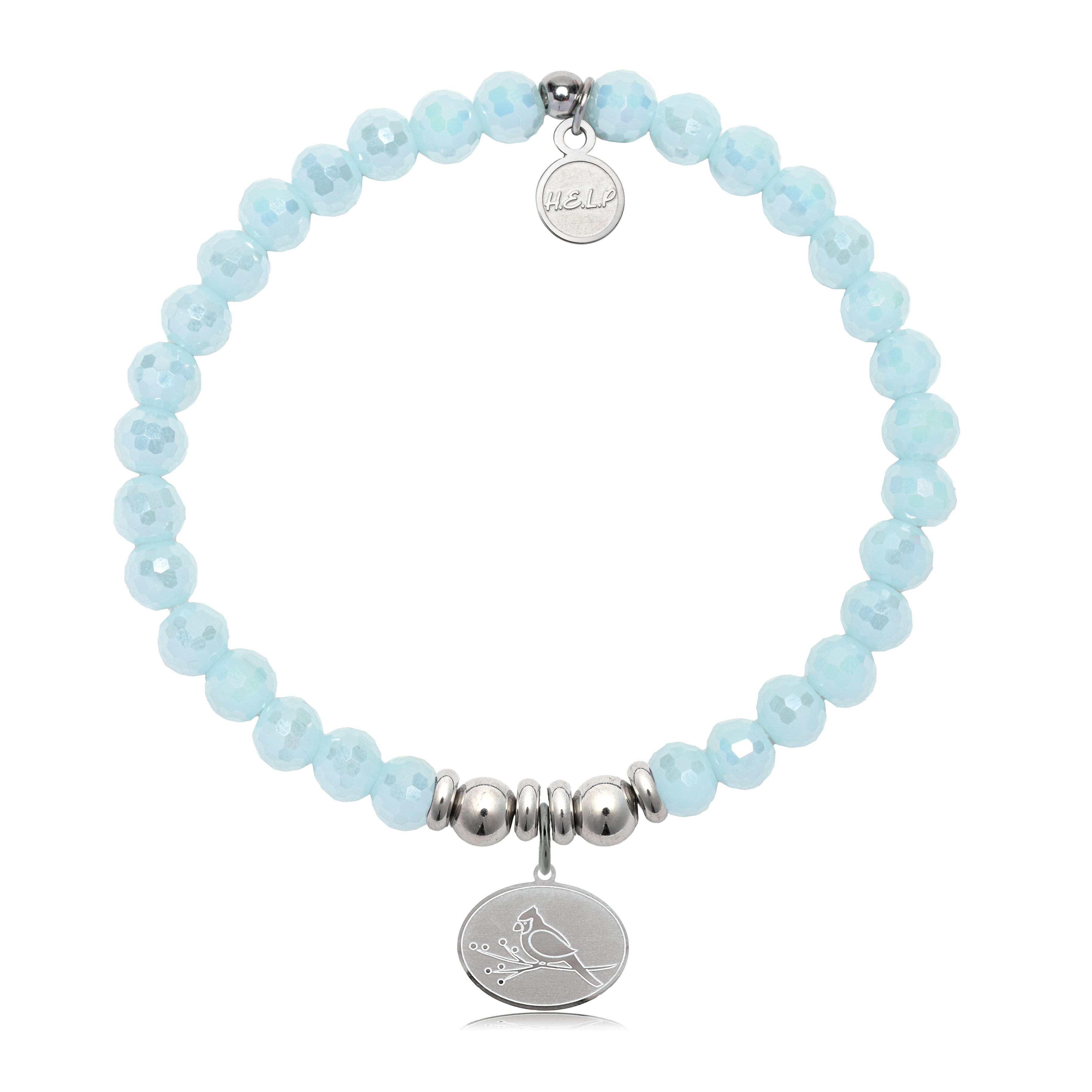 HELP by TJ Cardinal Charm with Aqua Crystal Charity Bracelet