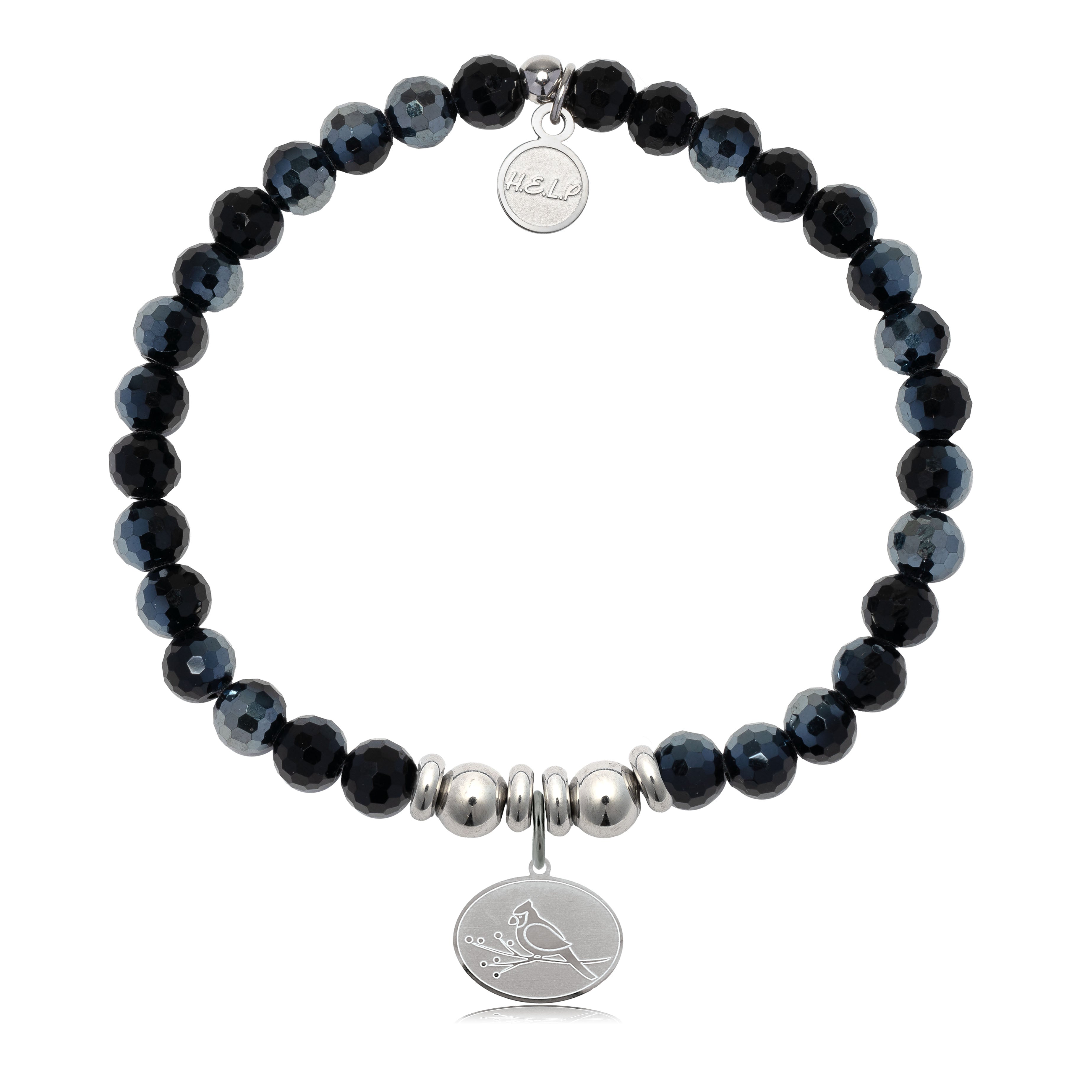 HELP by TJ Cardinal Charm with Black Crystal Charity Bracelet
