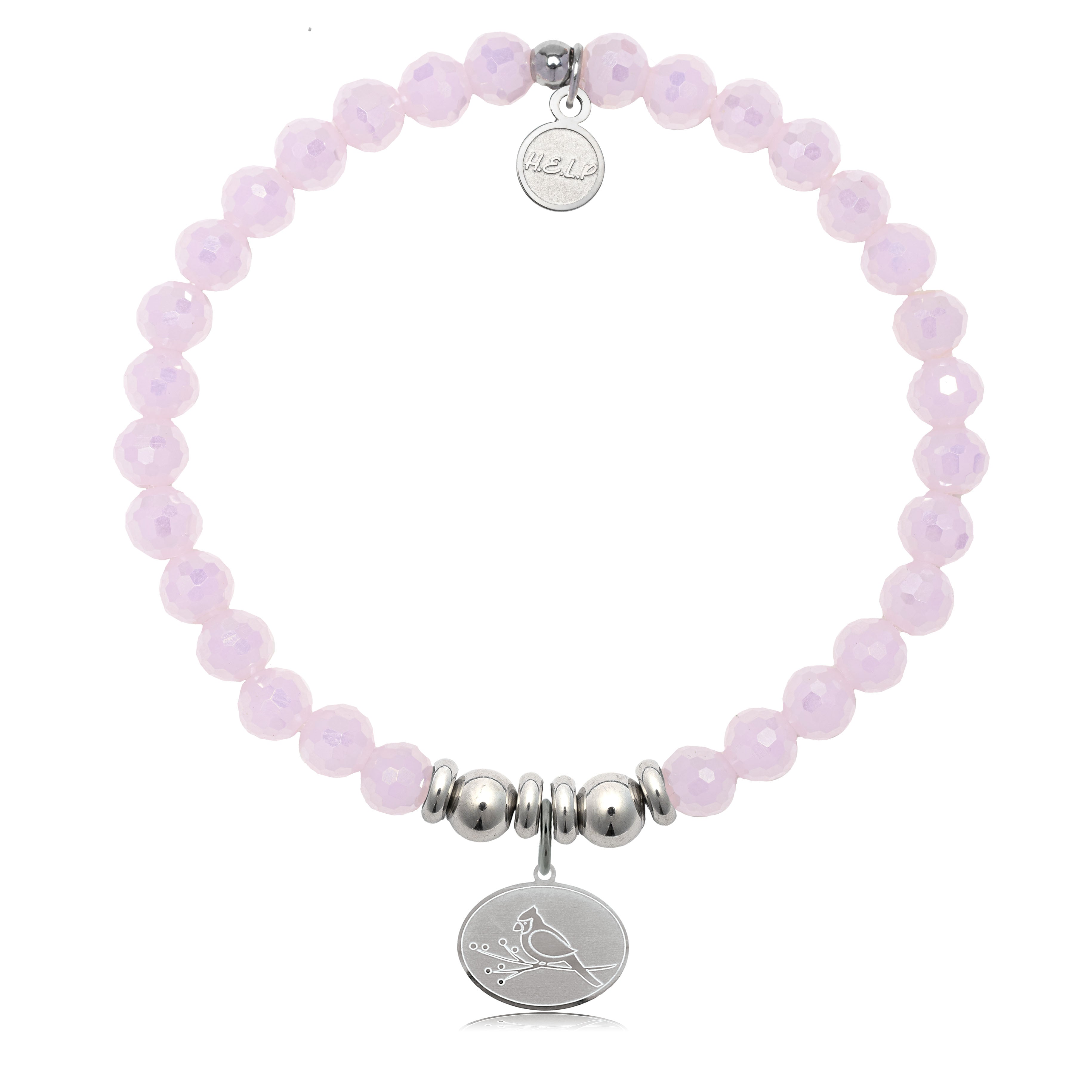 HELP by TJ Cardinal Charm with Pink Crystal Charity Bracelet